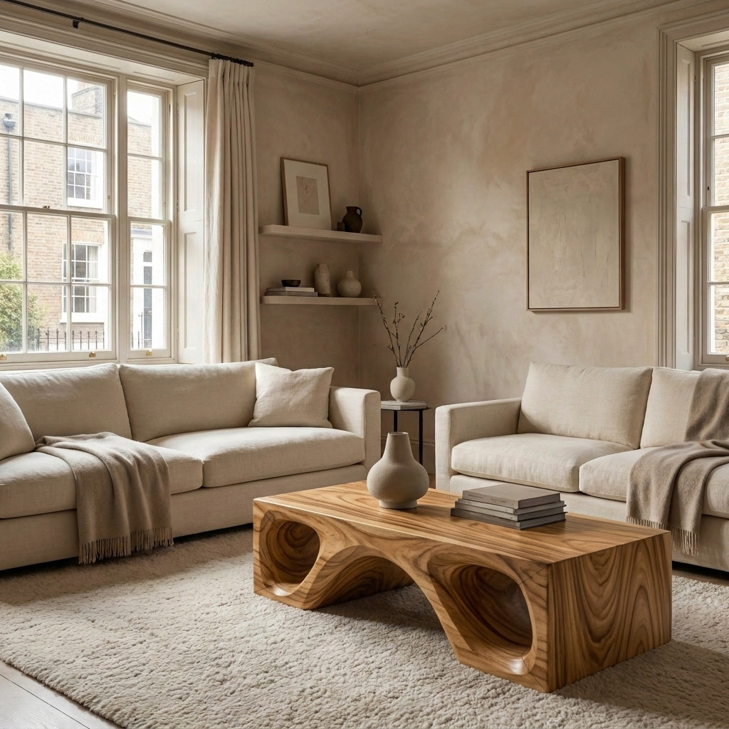 Contemporary Natural Wood Coffee Table With Unique Form For Home RTTHHNCF075