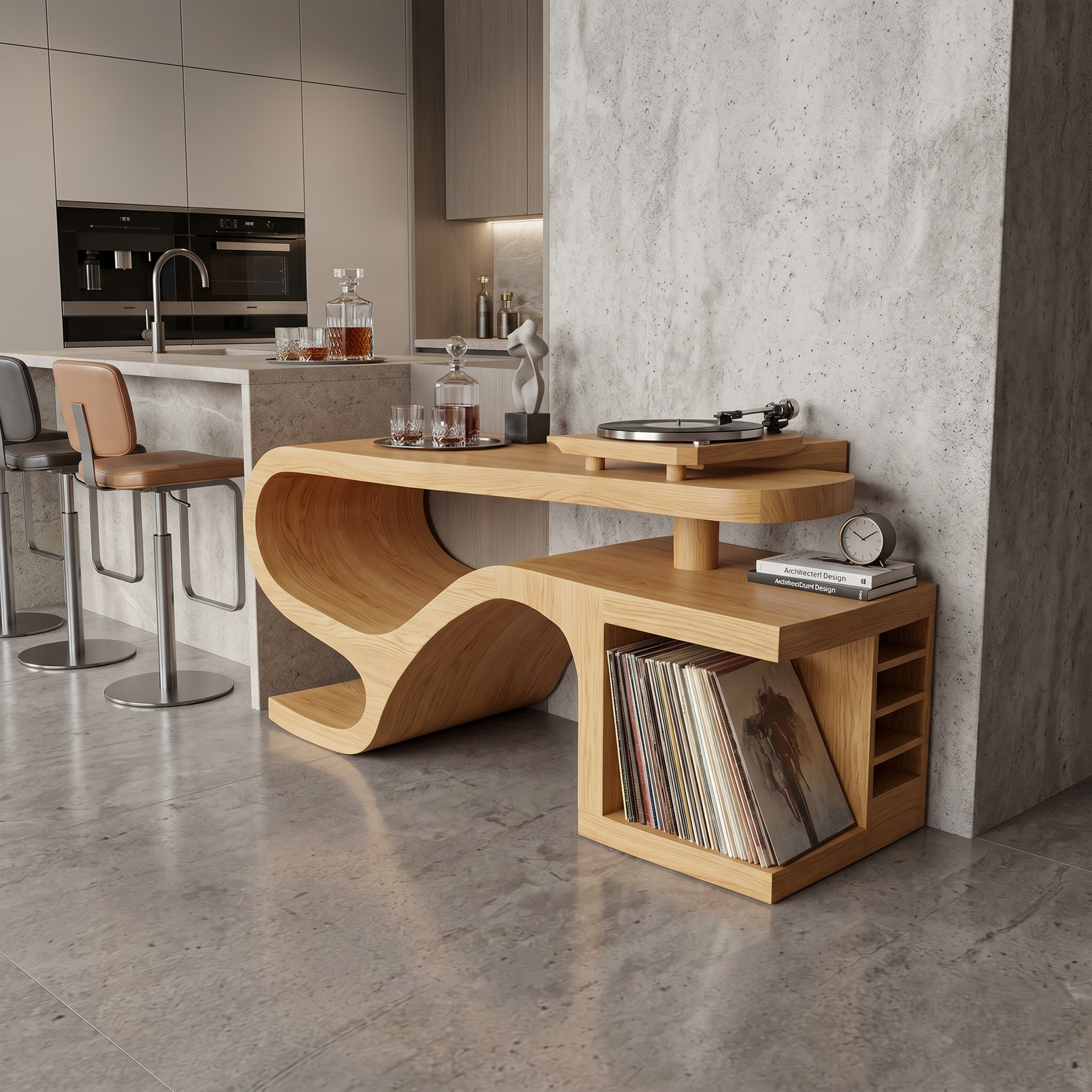 Minimalist Organic Record Player Stand Modern Loft SILDTTRRPT043