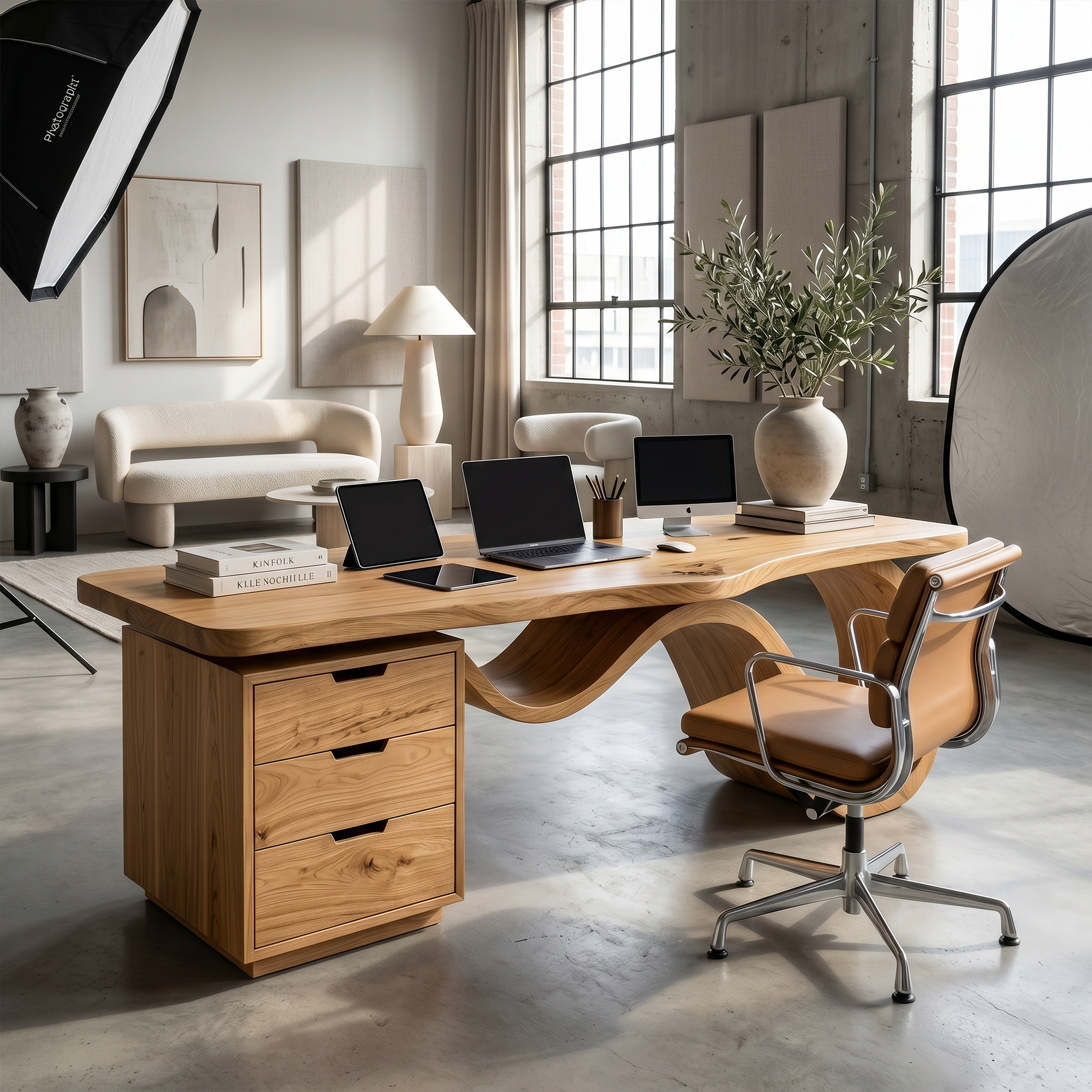 Contemporary Wave Base Executive Desk Design Studio SILDTTRDE025