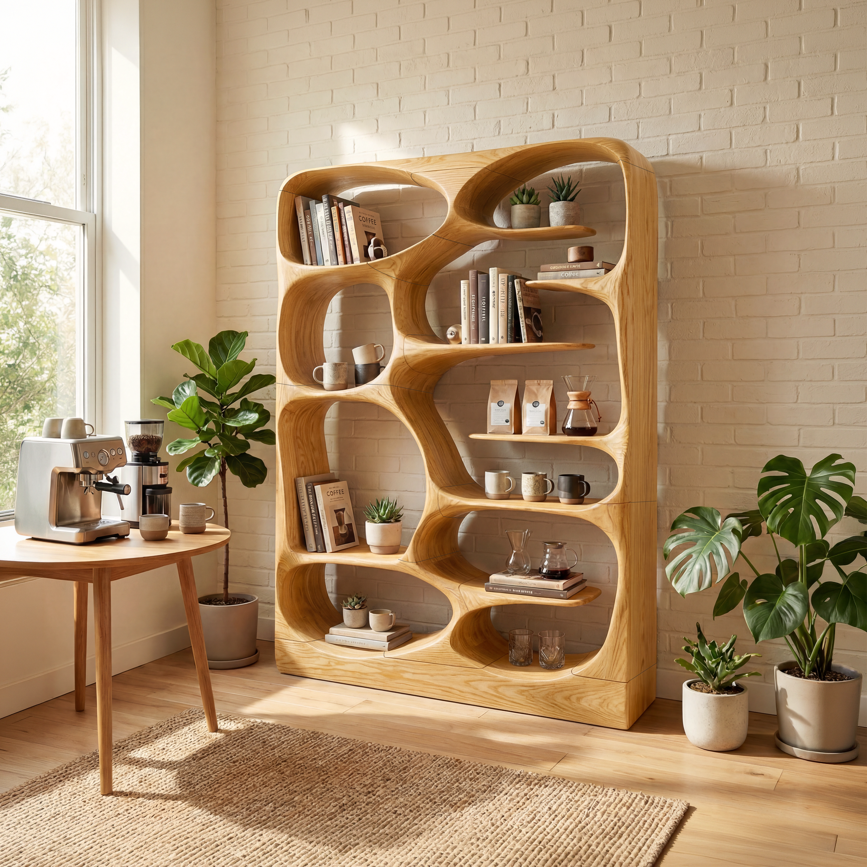 Modern Sculptural Bookshelf Storage Organizer For Living Room SILDTTNBS001