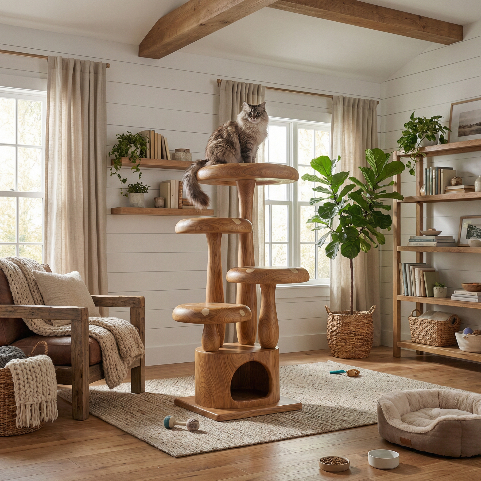 Modern Mushroom Cat Tree For Living Room And Pet Space SINLSATT121