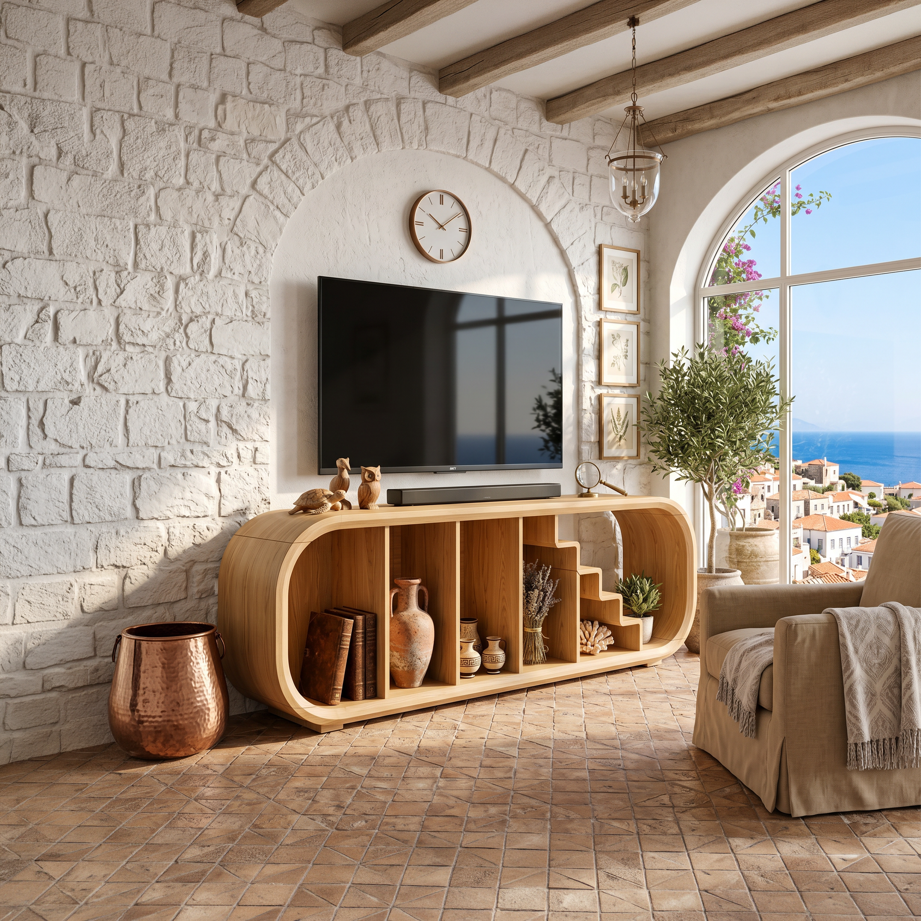Modern Organic TV Console For Entertainment Lounge Space SILDTTNTVC147