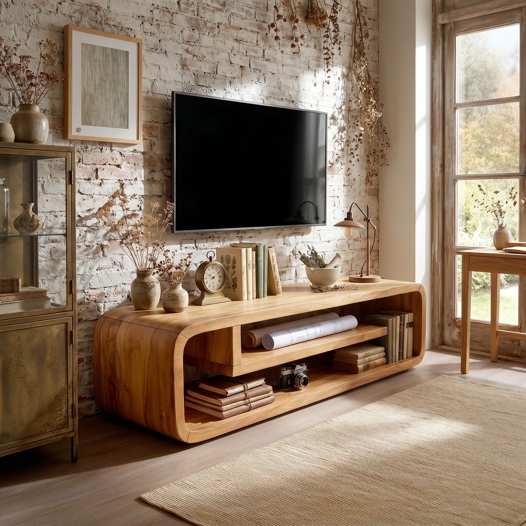 Luxury Curved Media Console For Wine Room Interior SILDTTRTVC090