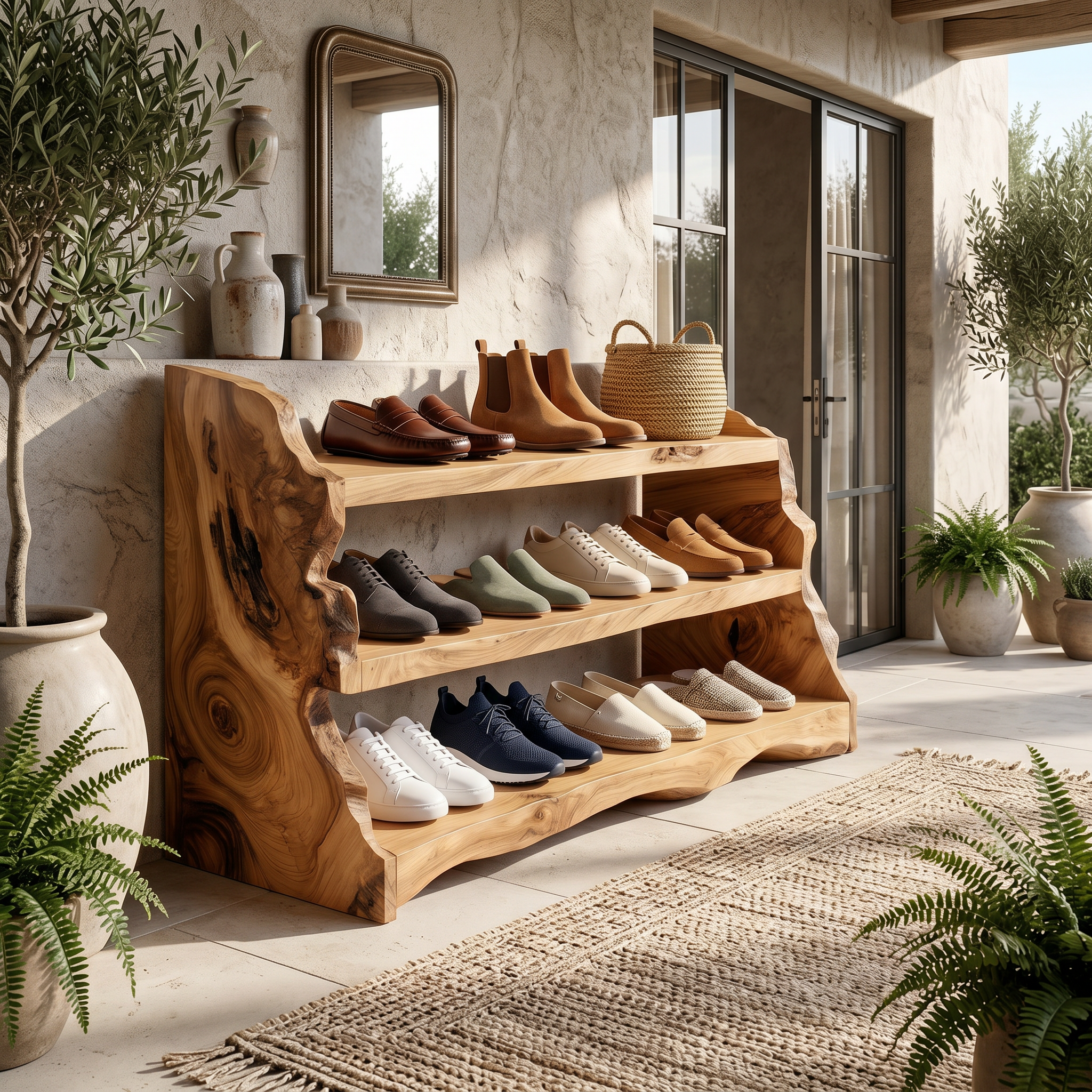 Rustic Vertical Shoe Rack For Cabin Entryway Storage Section SILDTTRSHB022