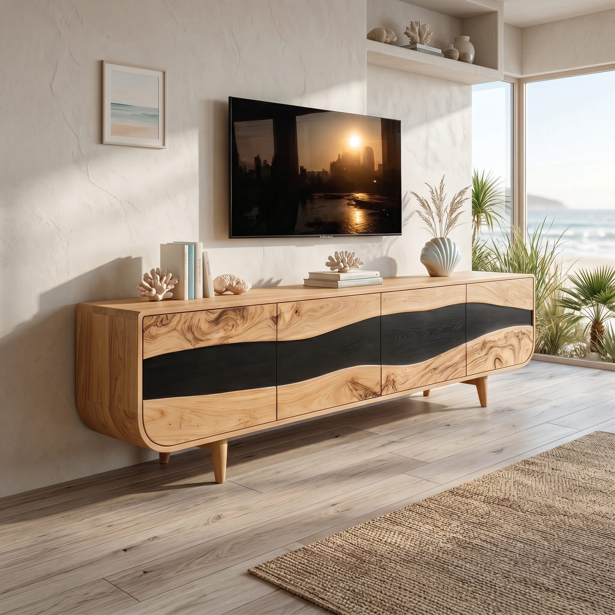 Handcrafted Wooden Live Edge TV Stand For Furniture Decor SILDTTNTVC084