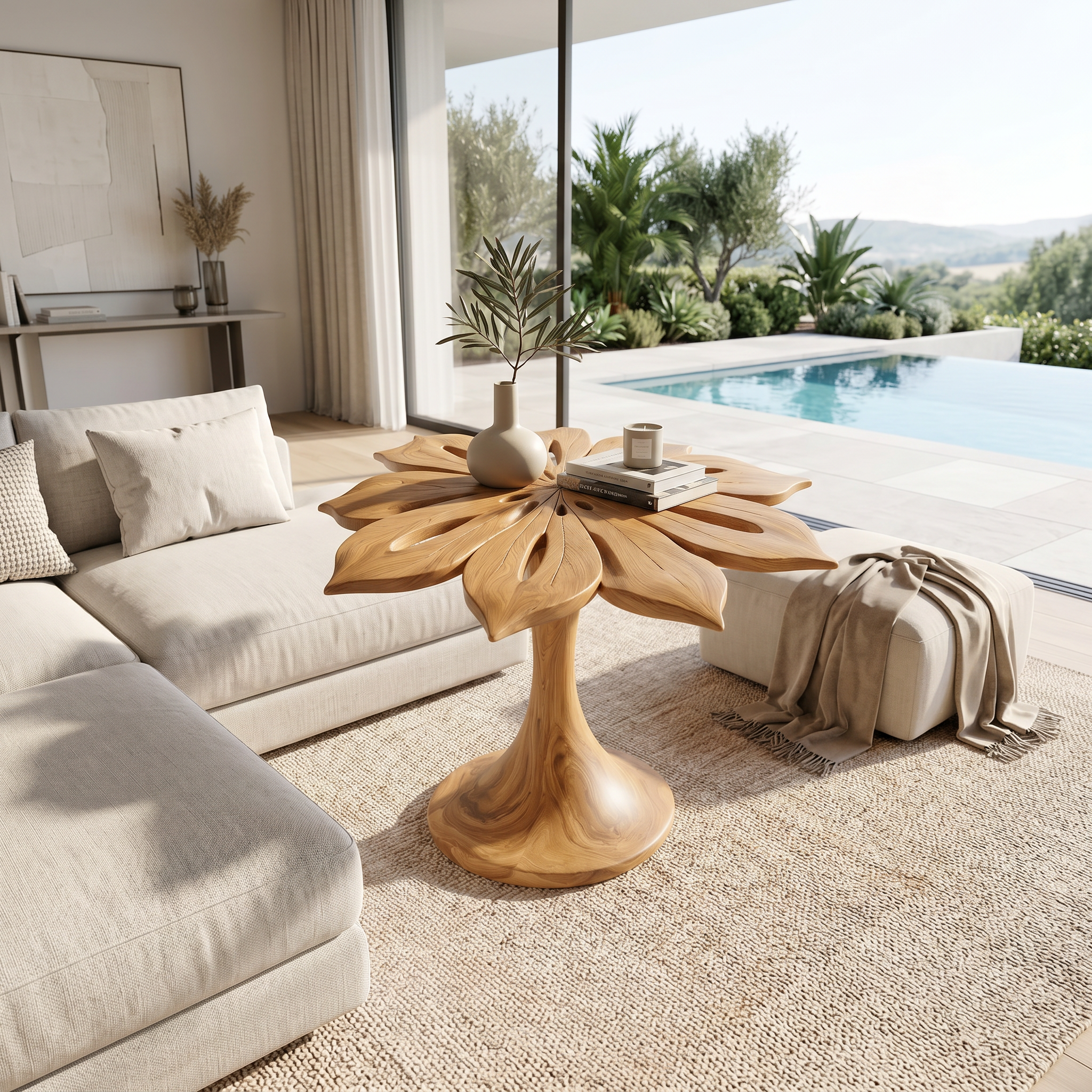 Organic Leaf Top Accent Table Luxury Living Room SILDTTRSTA019
