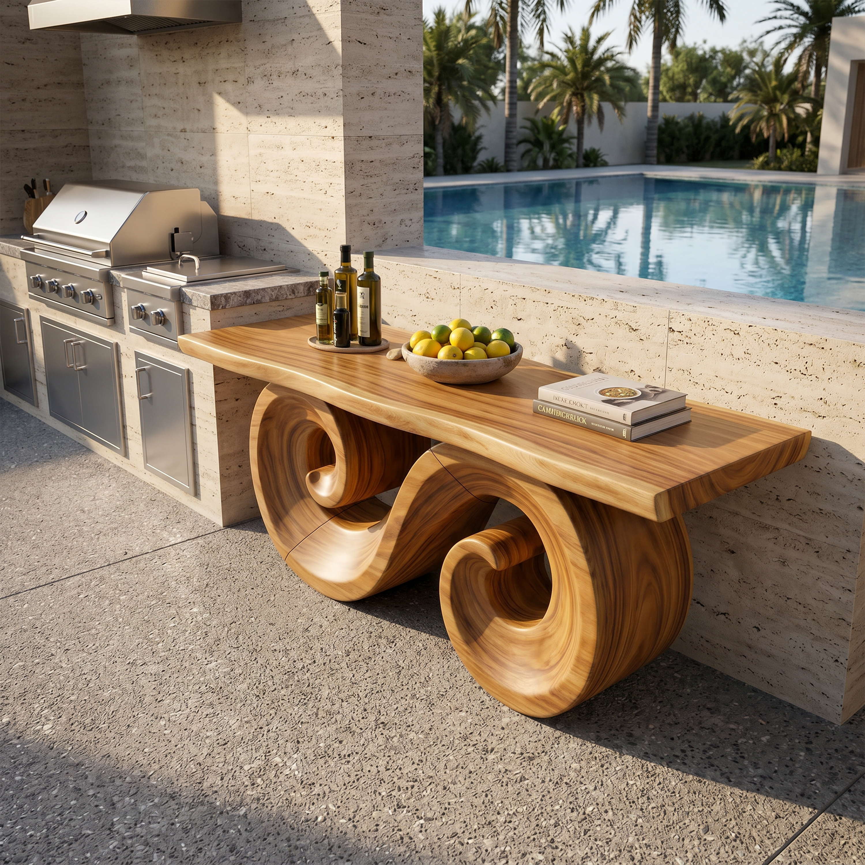 Luxury Wood Sofa Table For Poolside Furniture SILDTTRCS051