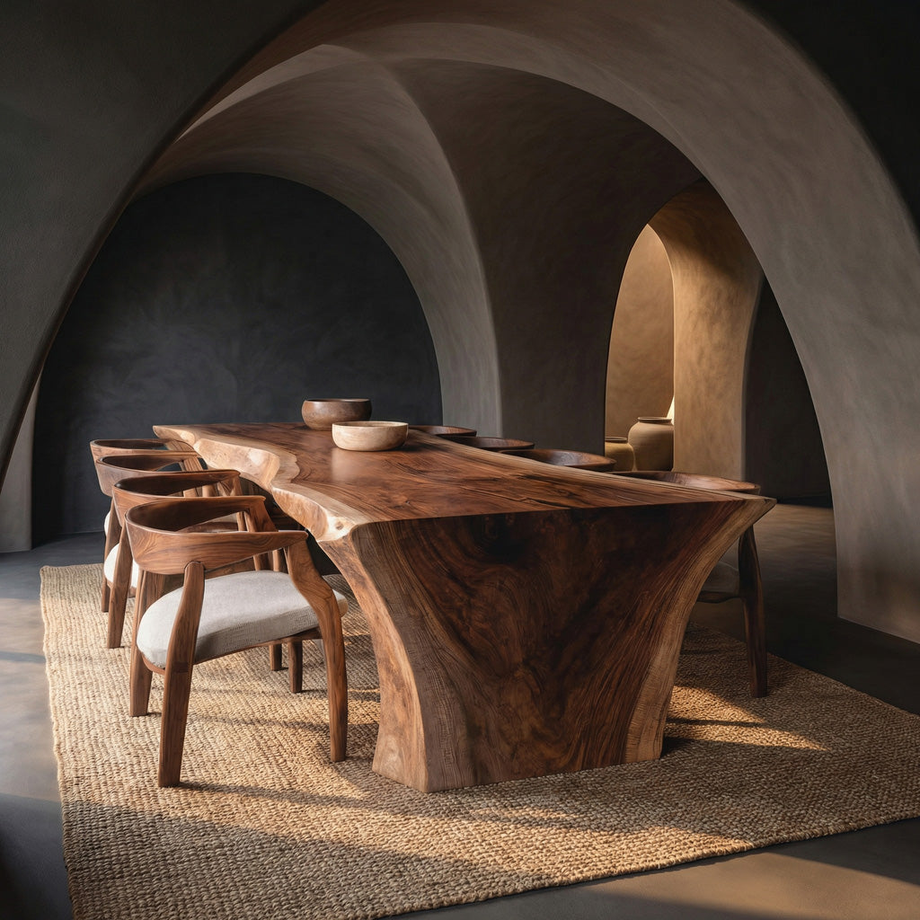 Organic Wooden Dining Table With Live Edge For Dining Room RTTHHNDN041
