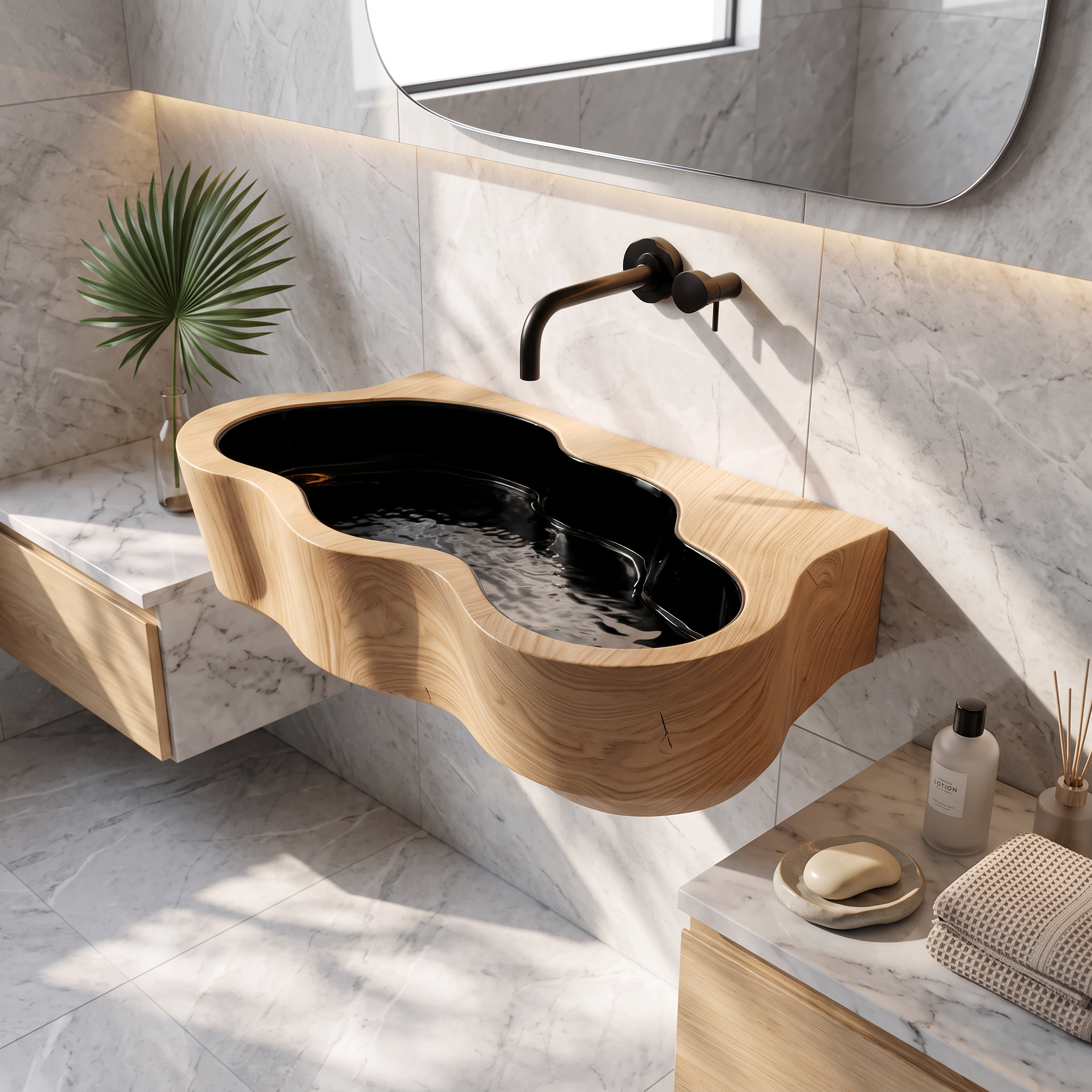 Modern Live Edge Wood Basin For Contemporary Bathroom Interior Design SILDTTRVS025