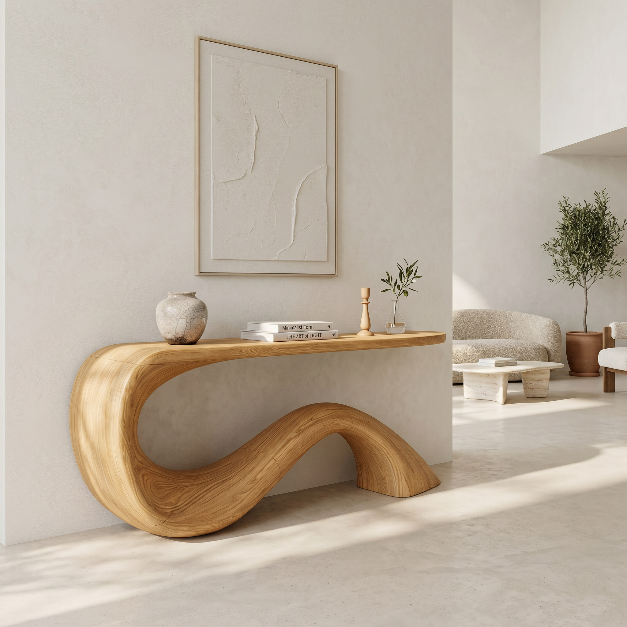 Modern Live Edge Entryway Table Organic Solid Wood For Home Decor SILDTTNCS080