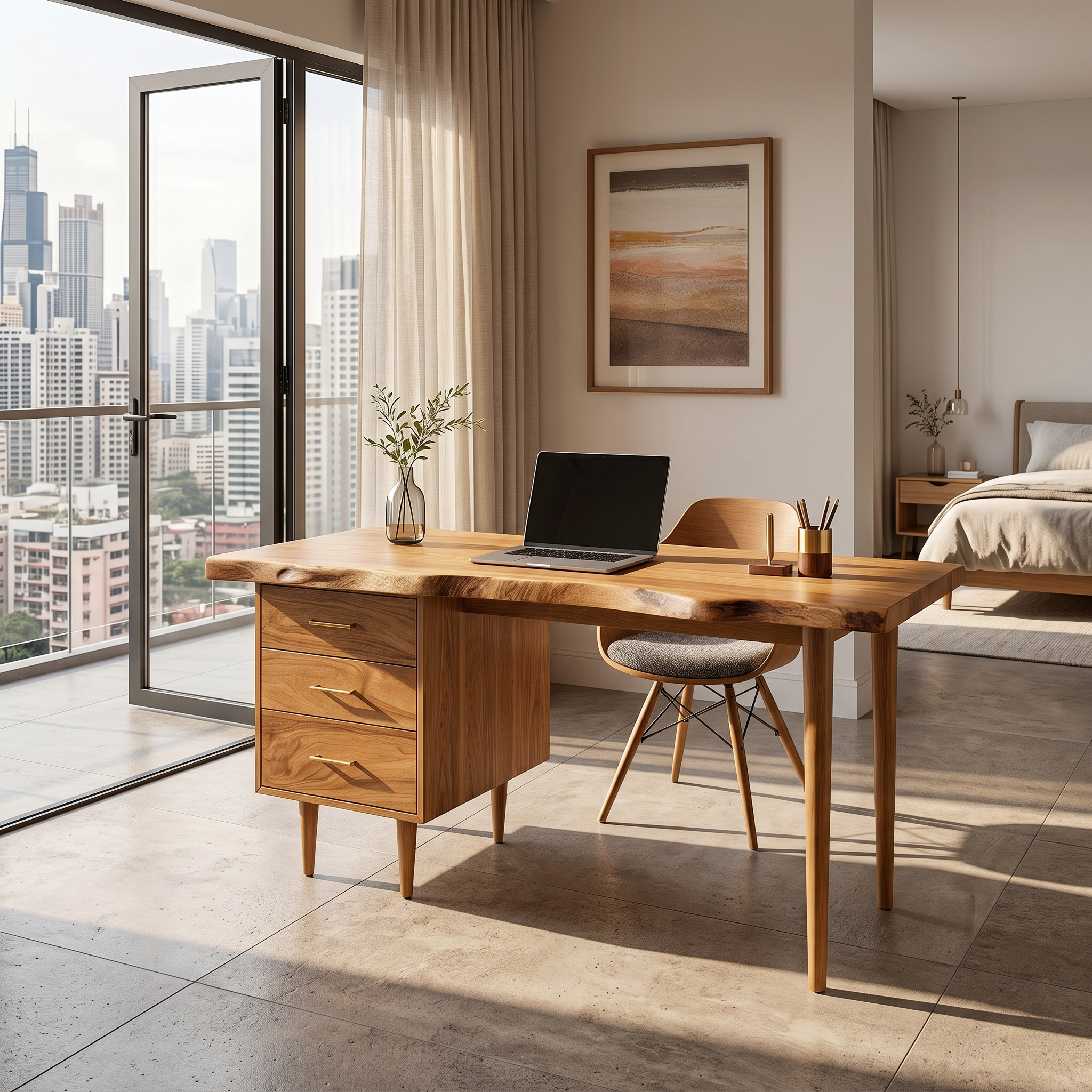 Luxury Office Desk With Open Shelf For High Rise Office SILDTTRDE017