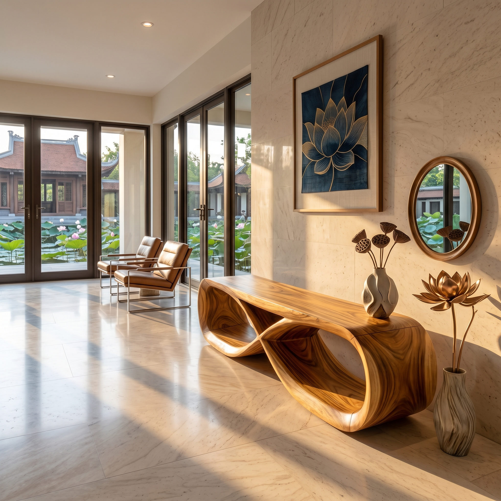 Curved Wooden Bench Contemporary Residence SILDTTRBEN063