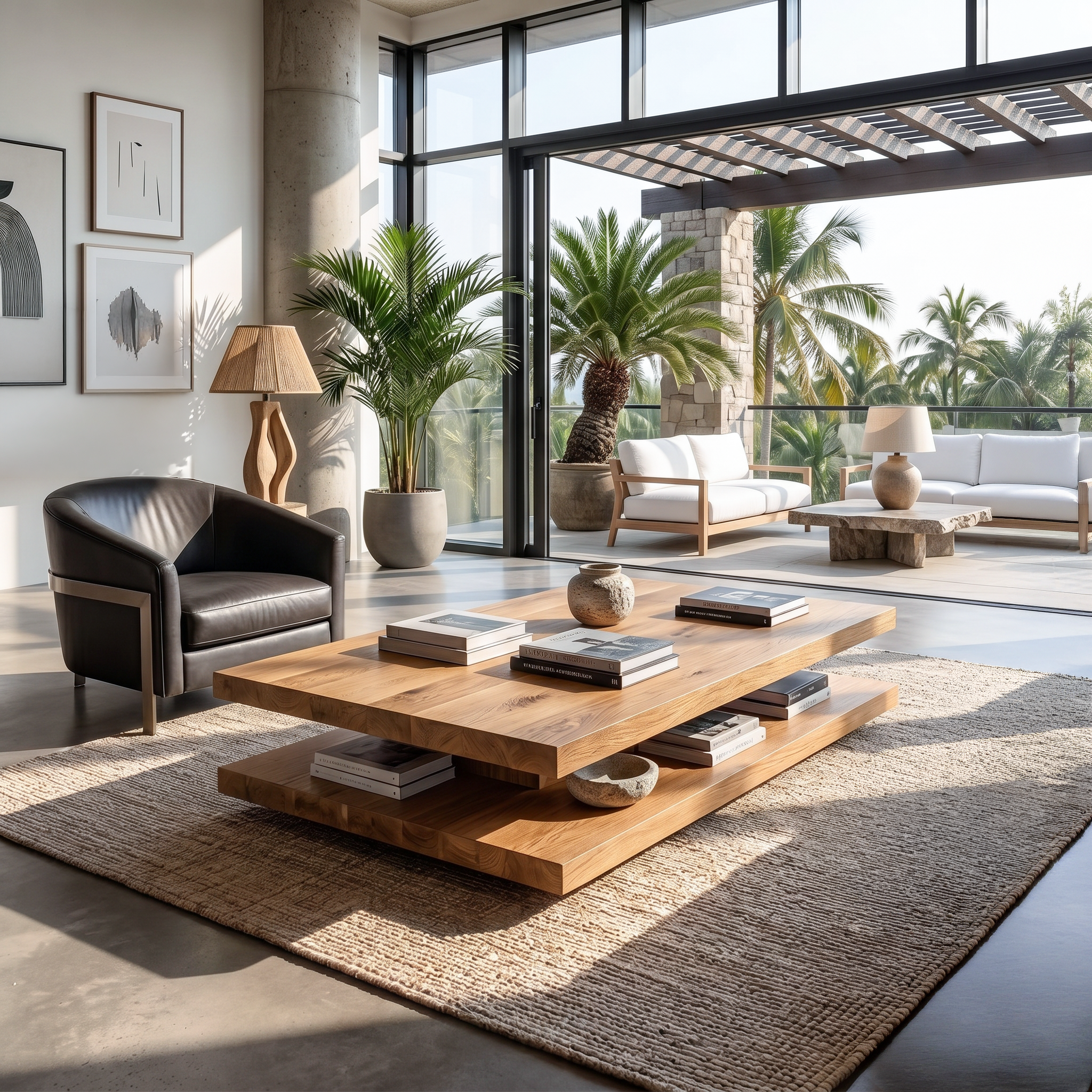 Elegant Wooden Coffee Table Two Layers For Living Room RTTHTTCF009