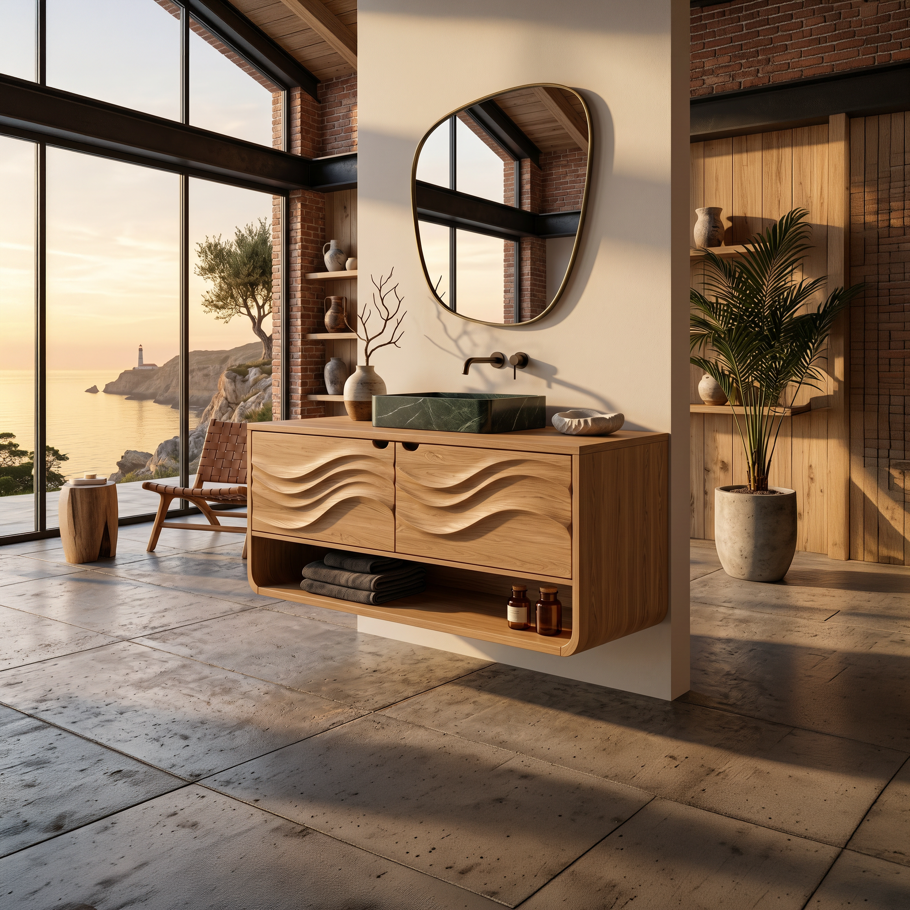 Scandinavian Floating Vanity With Cabinet For Apartment SILDTTNBRV066