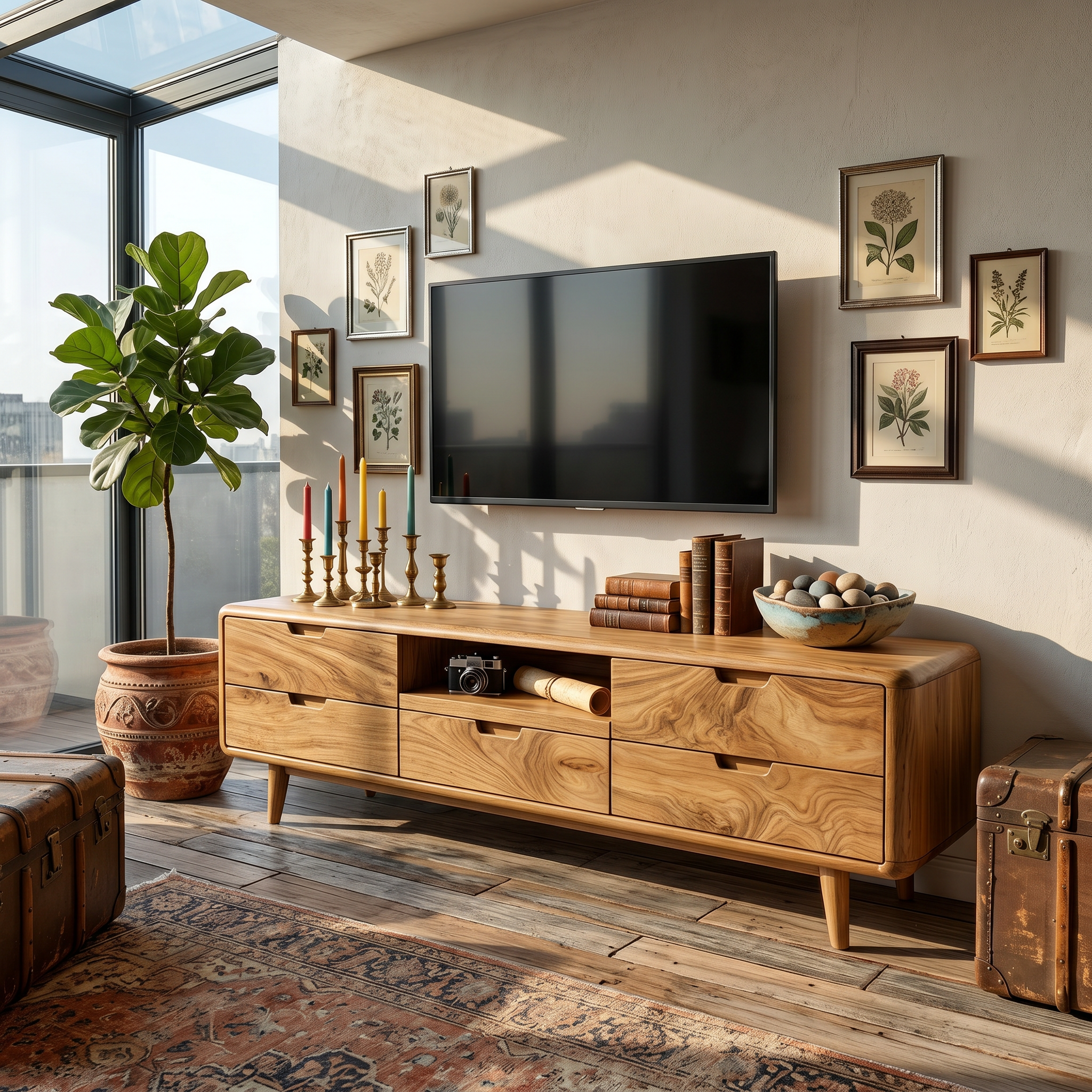 Japanese Zen TV Stand For Wabi Sabi Interior Design SILDTTRTVC094