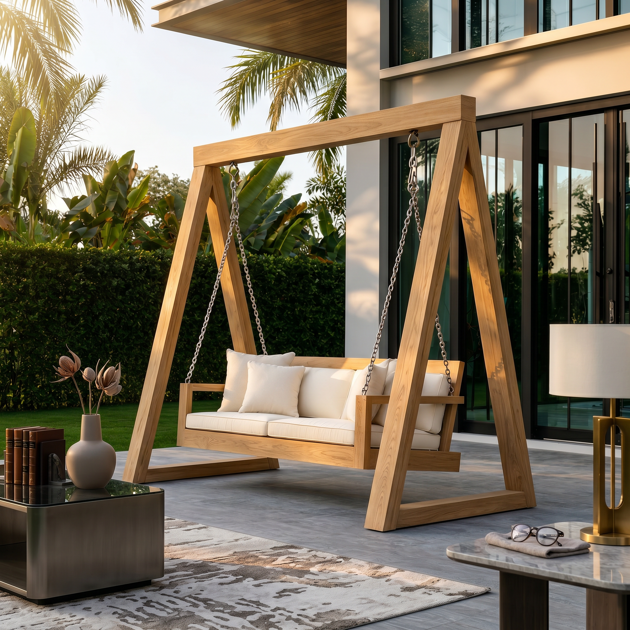 Freestanding Wooden Garden Swing Luxury Outdoor Living SILDTTRSWI009