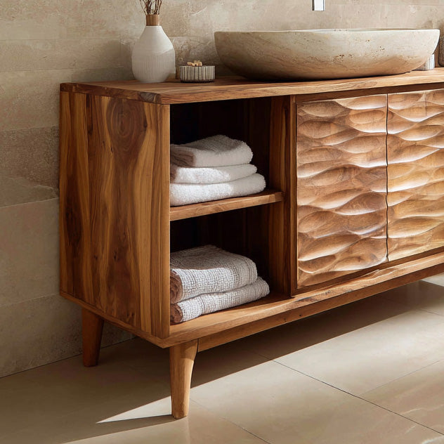 Modern Wave Bathroom Vanity Open Shelf For Bathroom RTTHHNBRC015