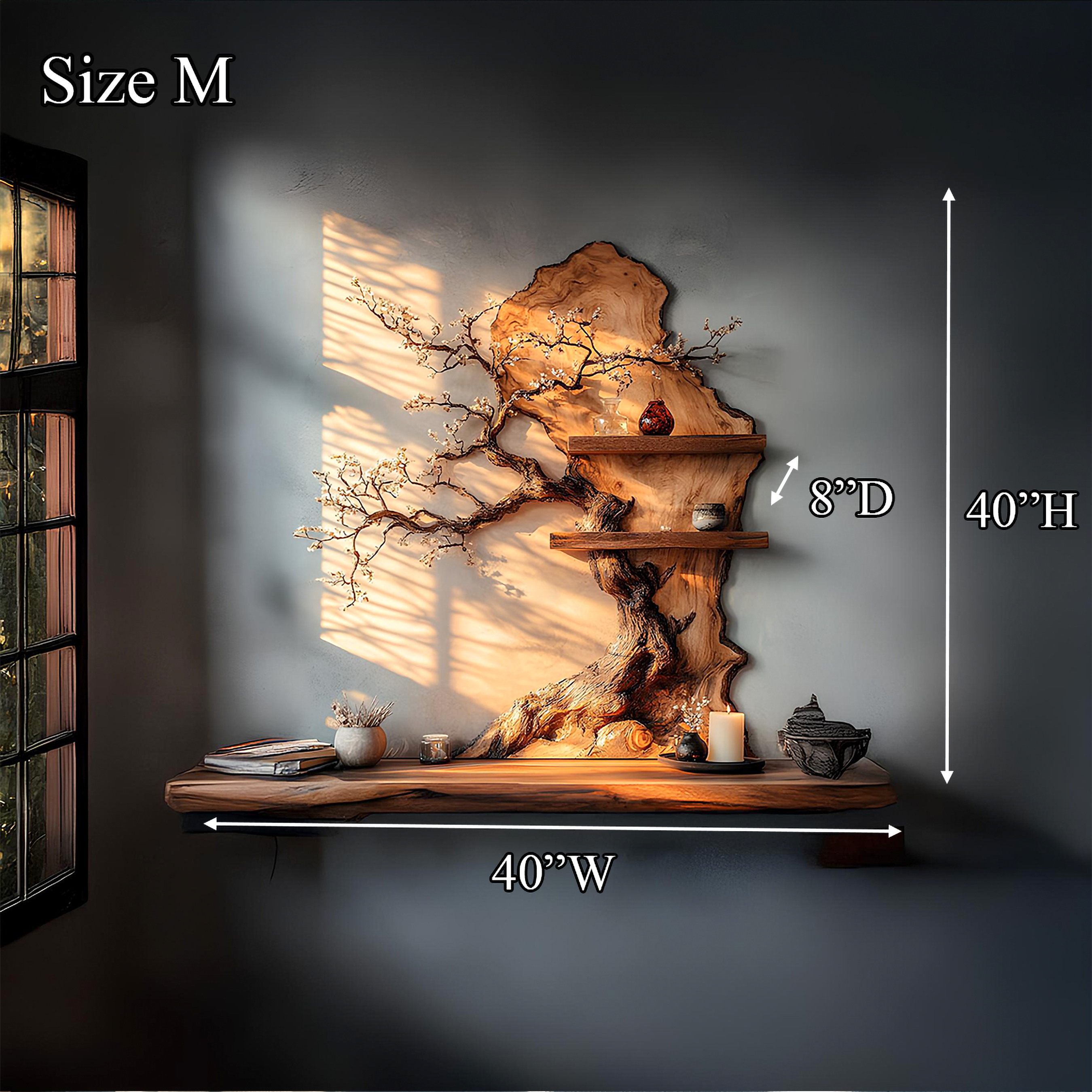Custom Tree Bookshelf Solid Wood Decor Office Gift SINLSATBS028