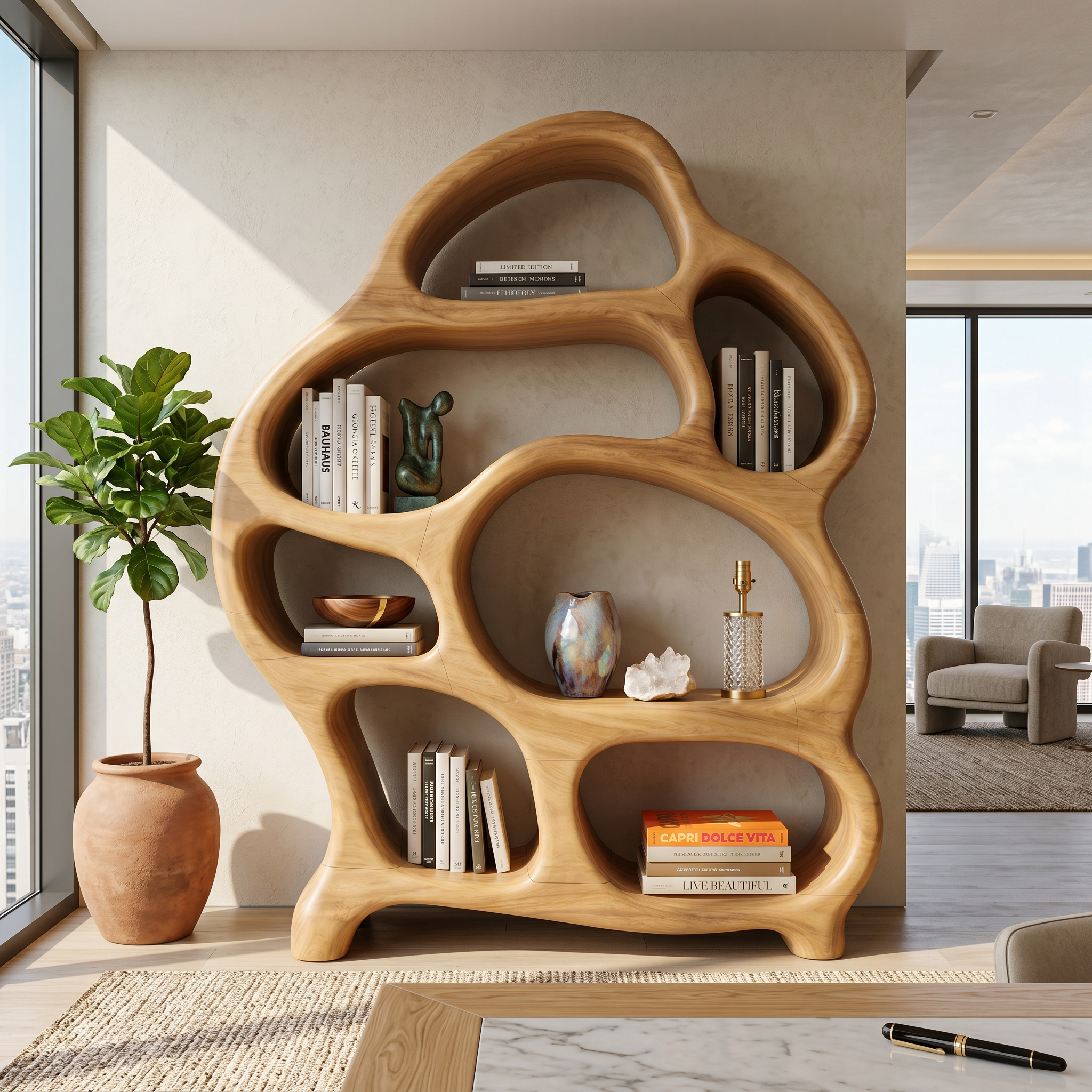 Mid Century Open Bookshelf For Living Space SILDTTNBS039