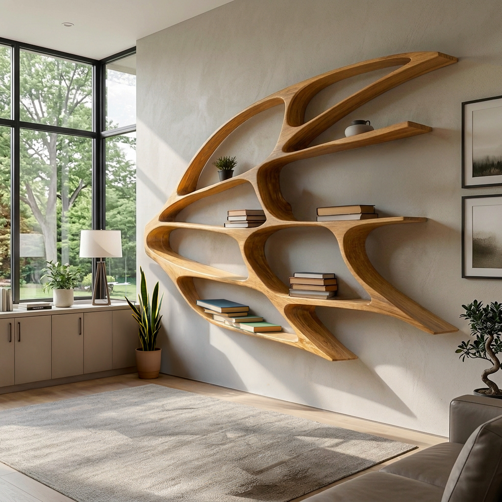 Handmade Wooden Wall Mounted Bookshelf For Home Living RTTHTTBS142