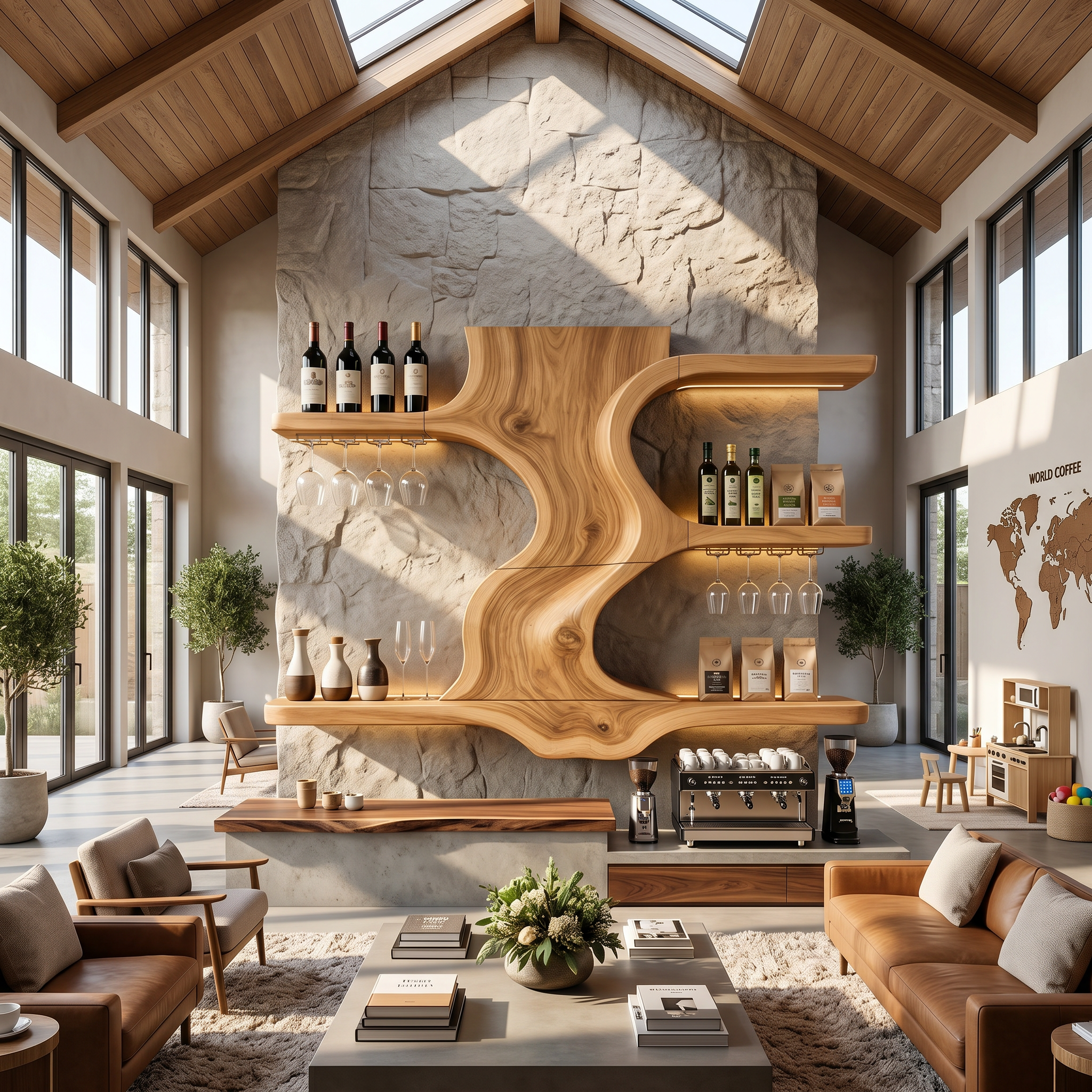 Modern Open Shelf Wine Rack For Entertaining Area SILDTTNWH022