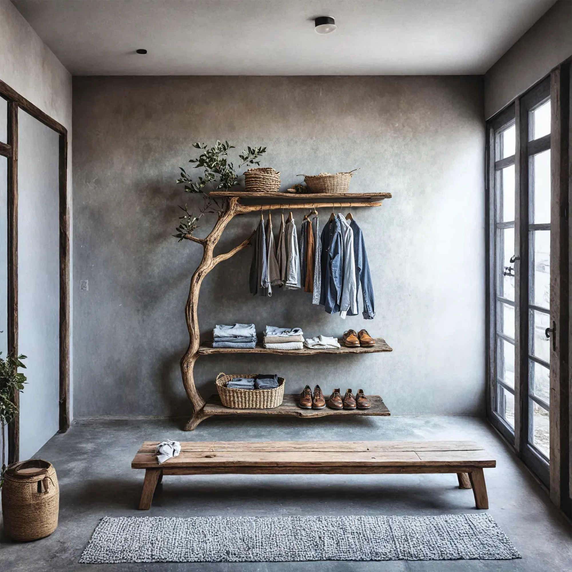 Tree Branch Rack Wall Coat Rack With Shelf Wall Mount SINLTB088
