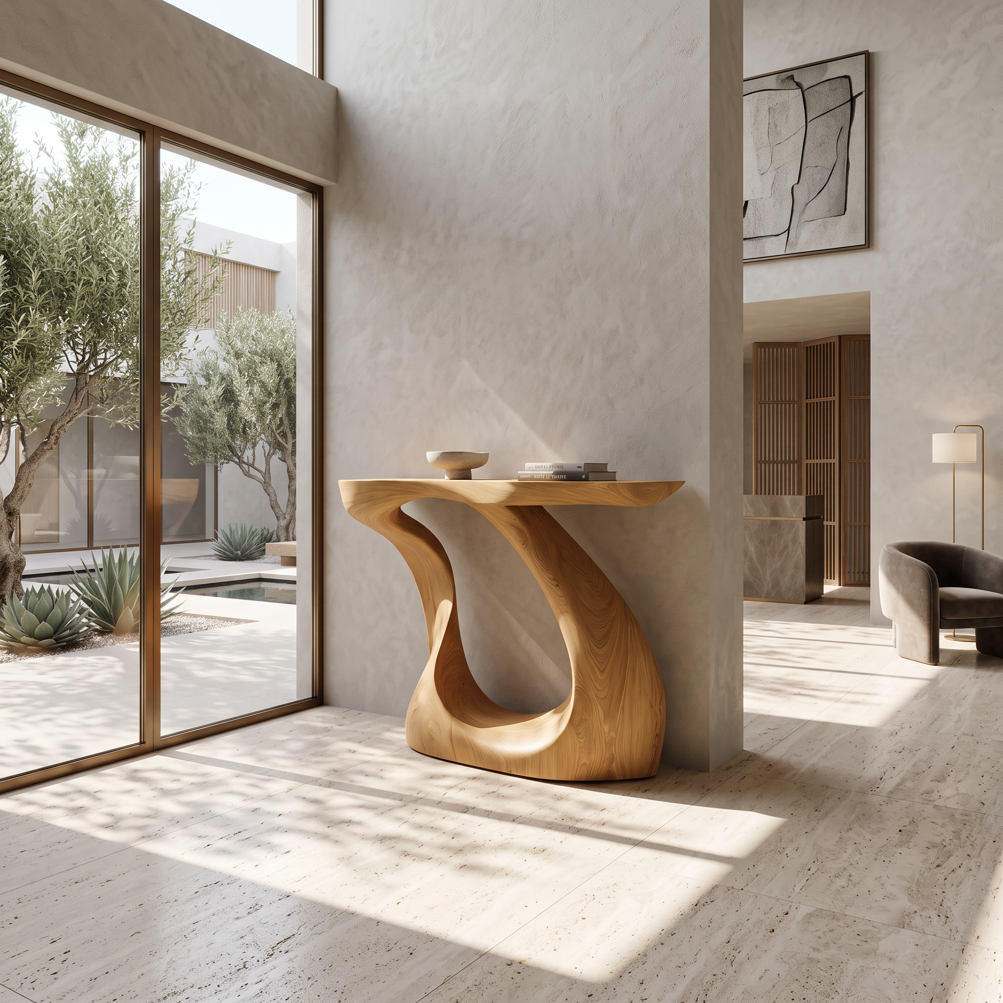 Modern Live Edge Entryway Table Sculptural Wood For Luxury Home Decor SILDTTNCS071