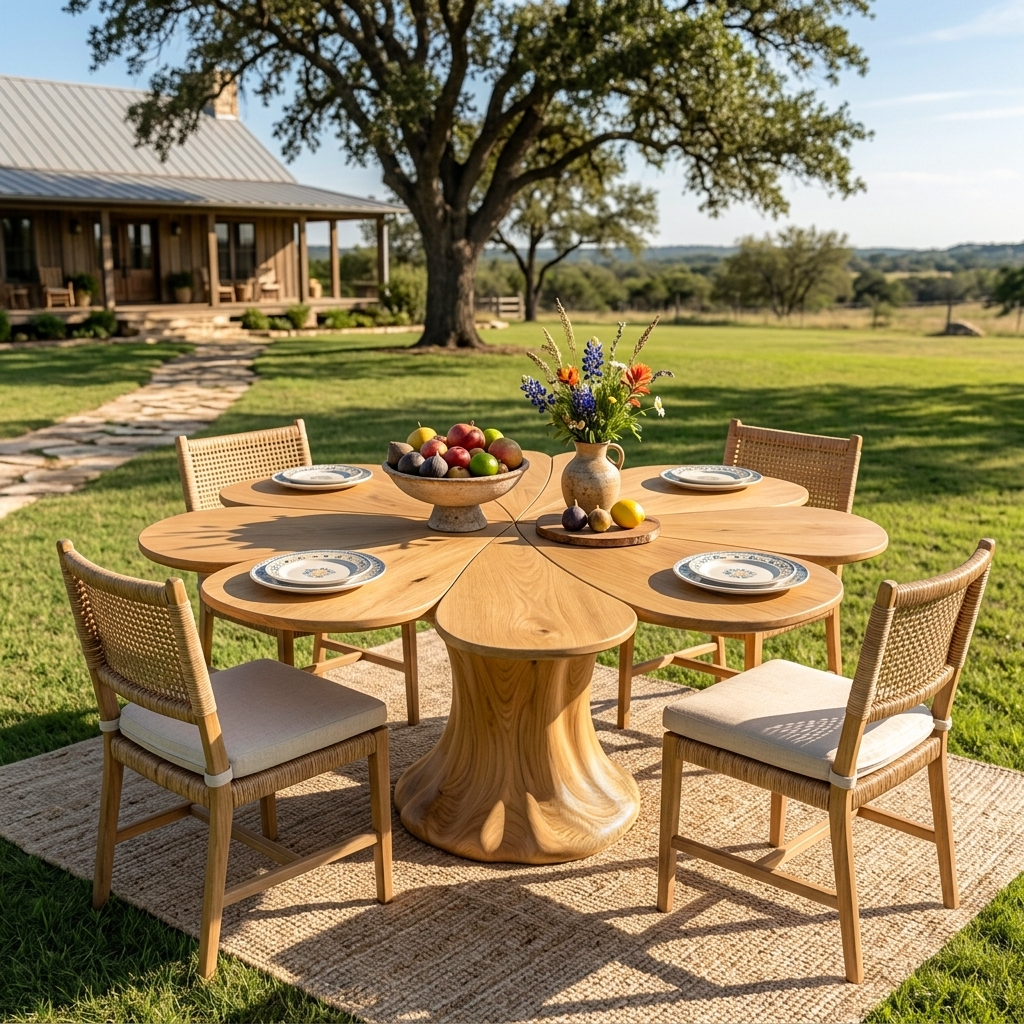 Modern Wooden Dining Table With Flower Shape For Kitchen RTTHTTDN050