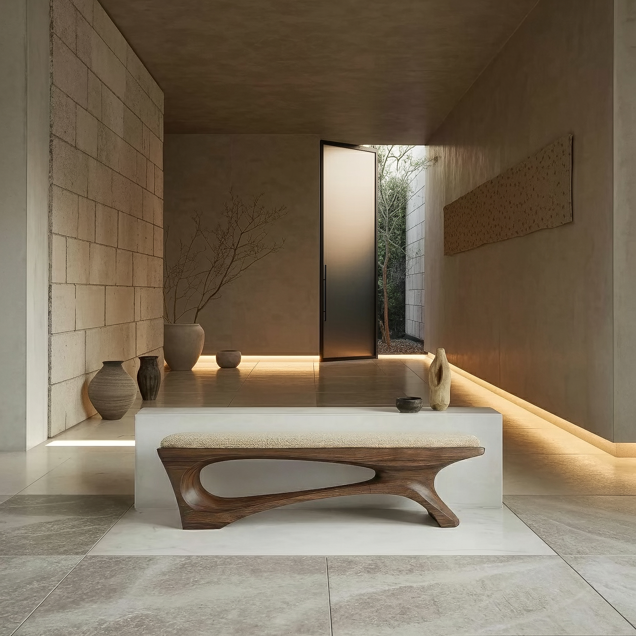 Rustic Contemporary Void Bench For Entryway And Interior SINLSARS079