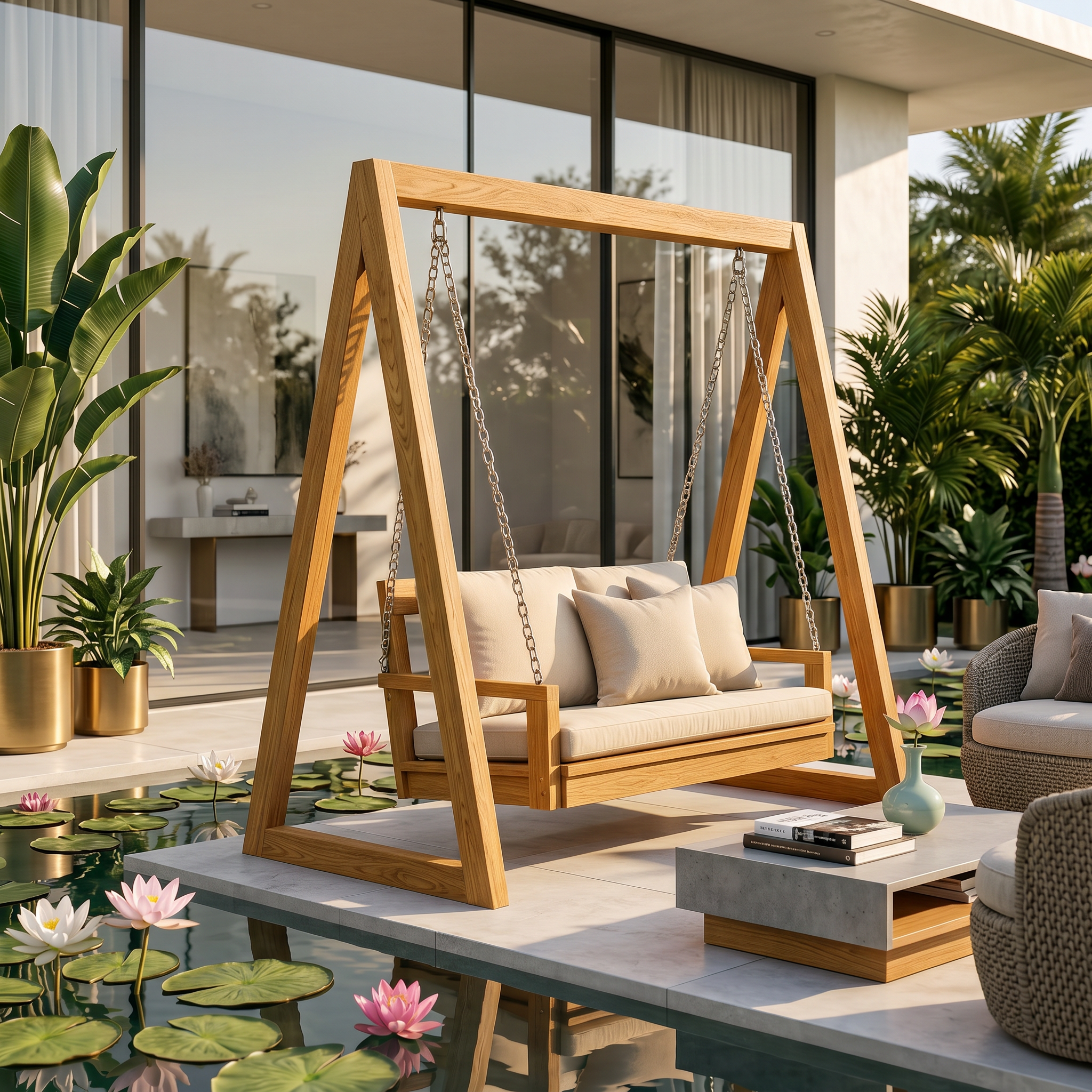 Luxury Wooden Swing Sofa Water Garden Retreat SILDTTRSWI010