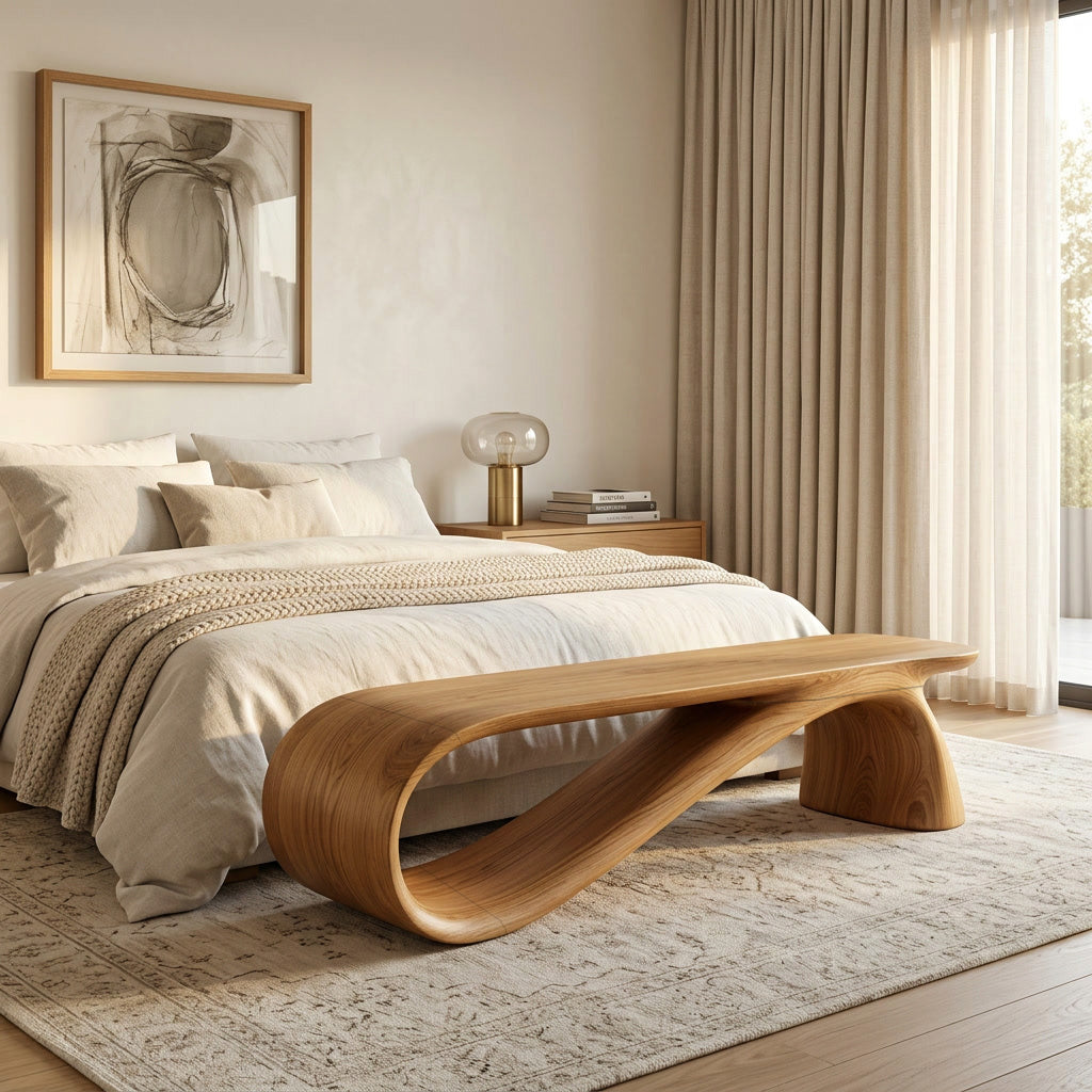 Minimalist Wooden Bench For Living Room Accent Decor RTTHHNCHR134