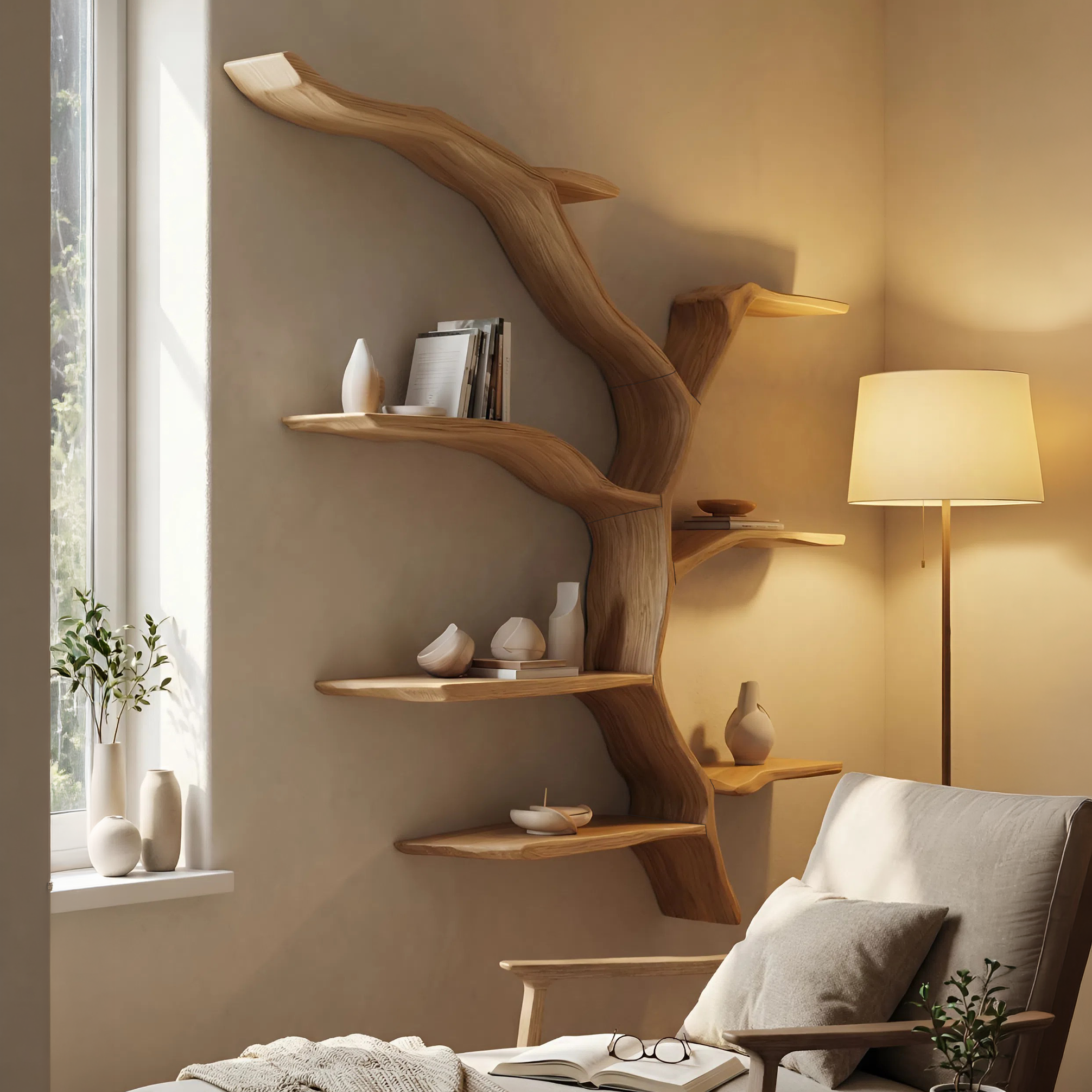 Mid Century Wall Shelf For Living Room Storage Decor SILDTTNWMS025