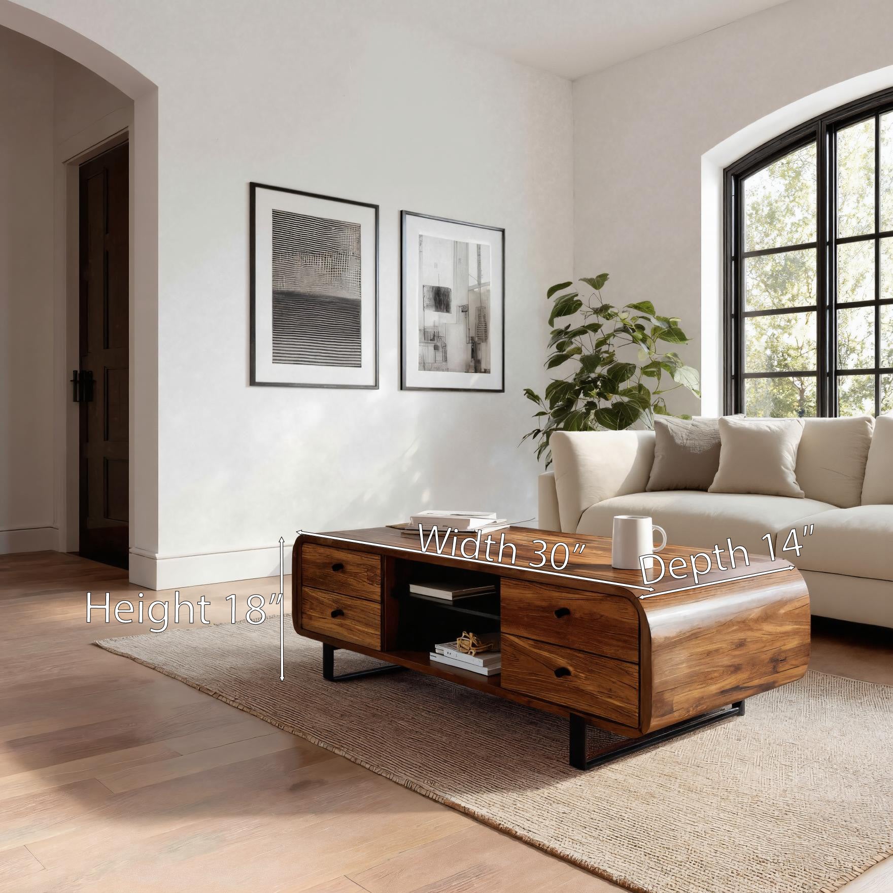 Contemporary Coffee Table With Drawer And Open Shelf For Interior SITHHNCF026
