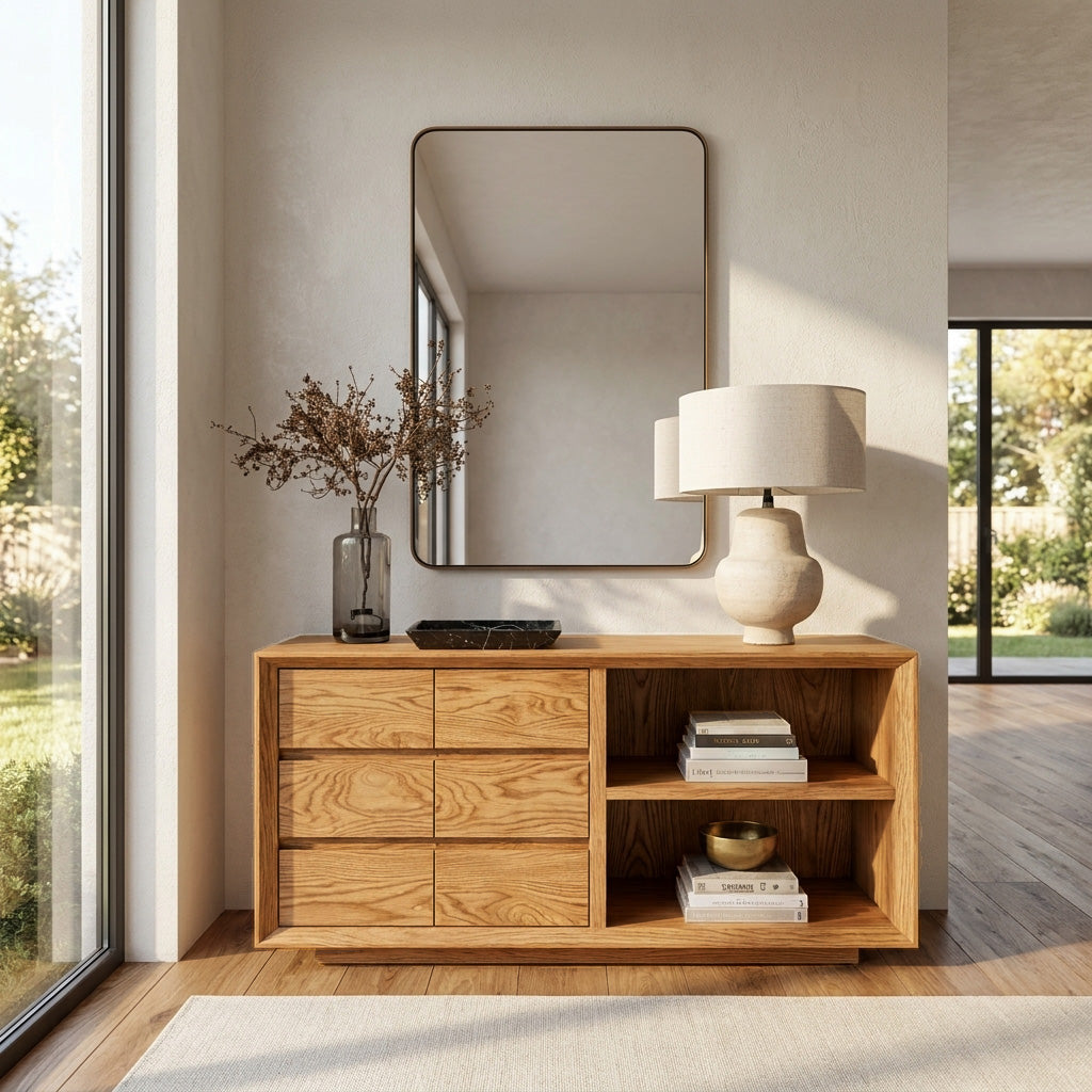 Wooden Console Table With Shelf And Drawer For Modern Home RTTHHNCS031
