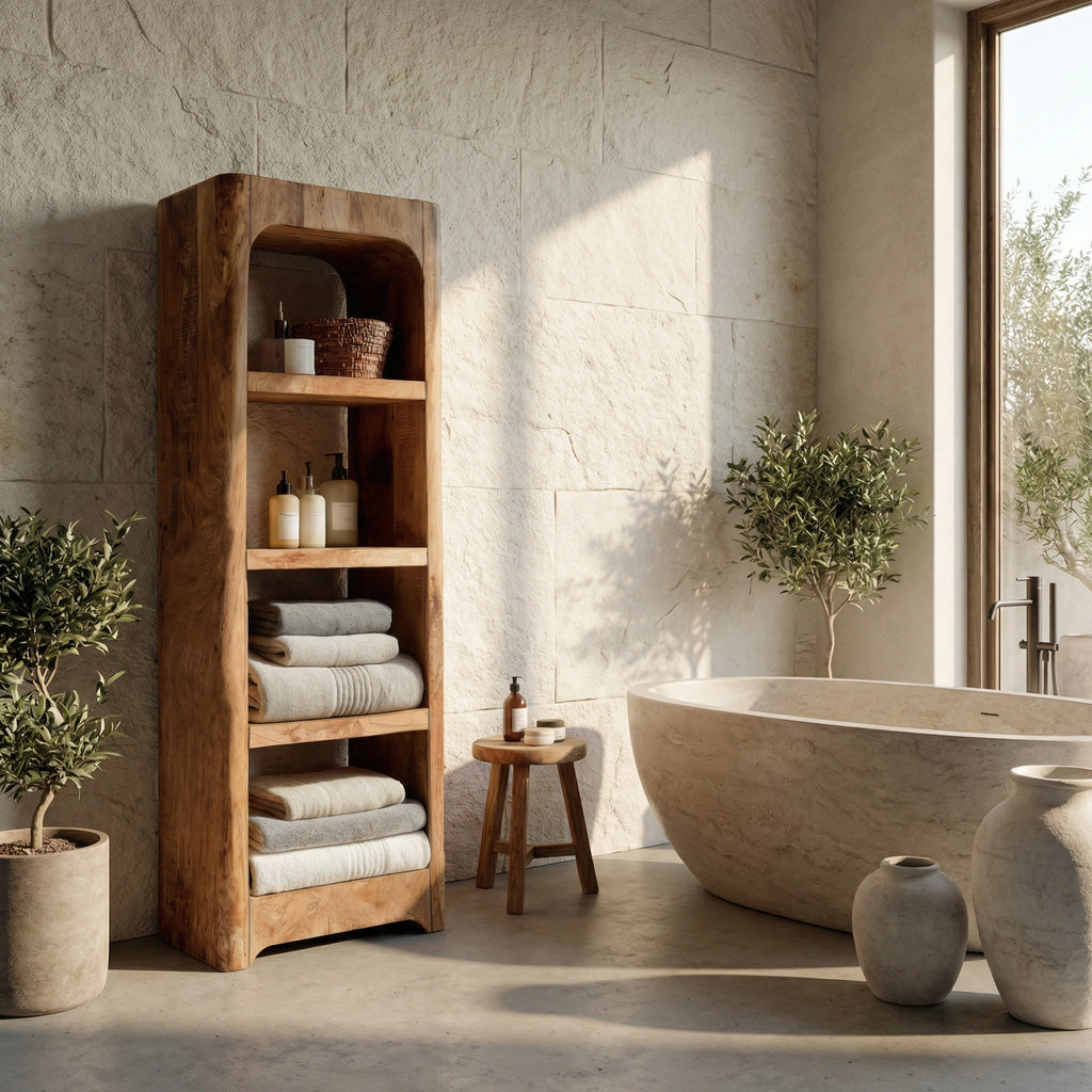 Handcrafted Wooden Bathroom Shelf With Four Tiers For Bathroom RTTHHNBRC022