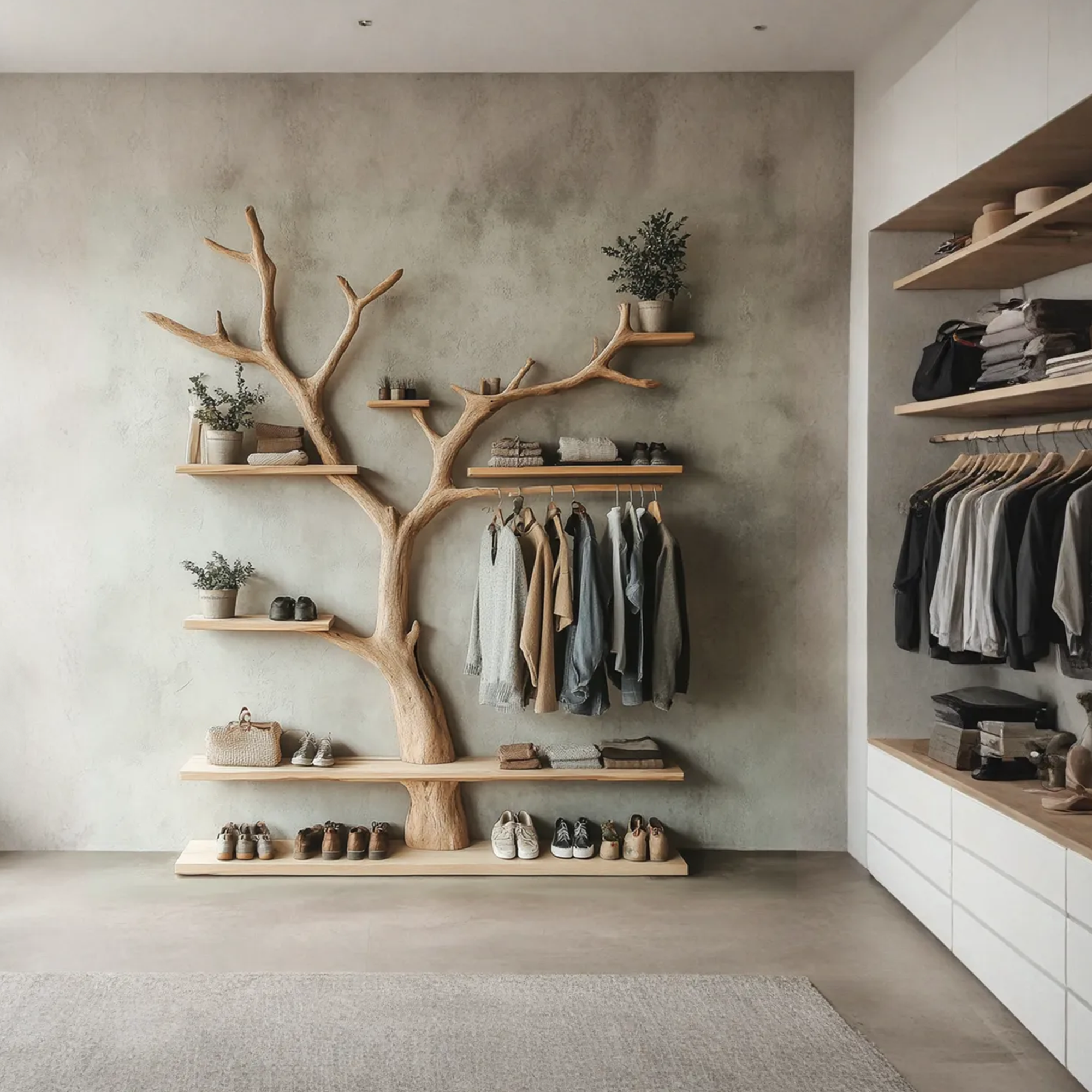Tree Branch Coat Rack With Shelf Wall Mount Coat Rack SINLTB091