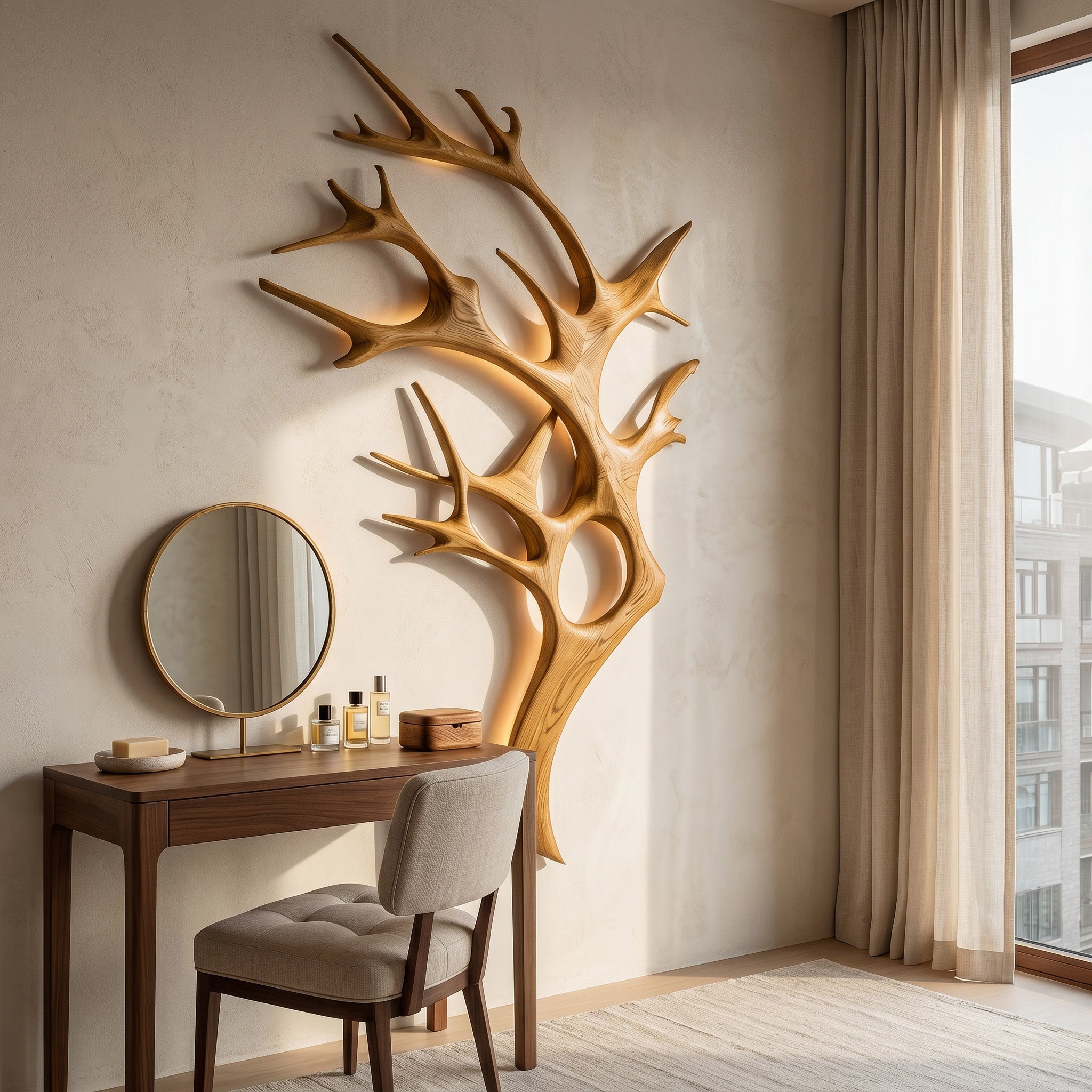 Contemporary Wooden Tree Wall Light For Bedroom RTTHHNLAM063