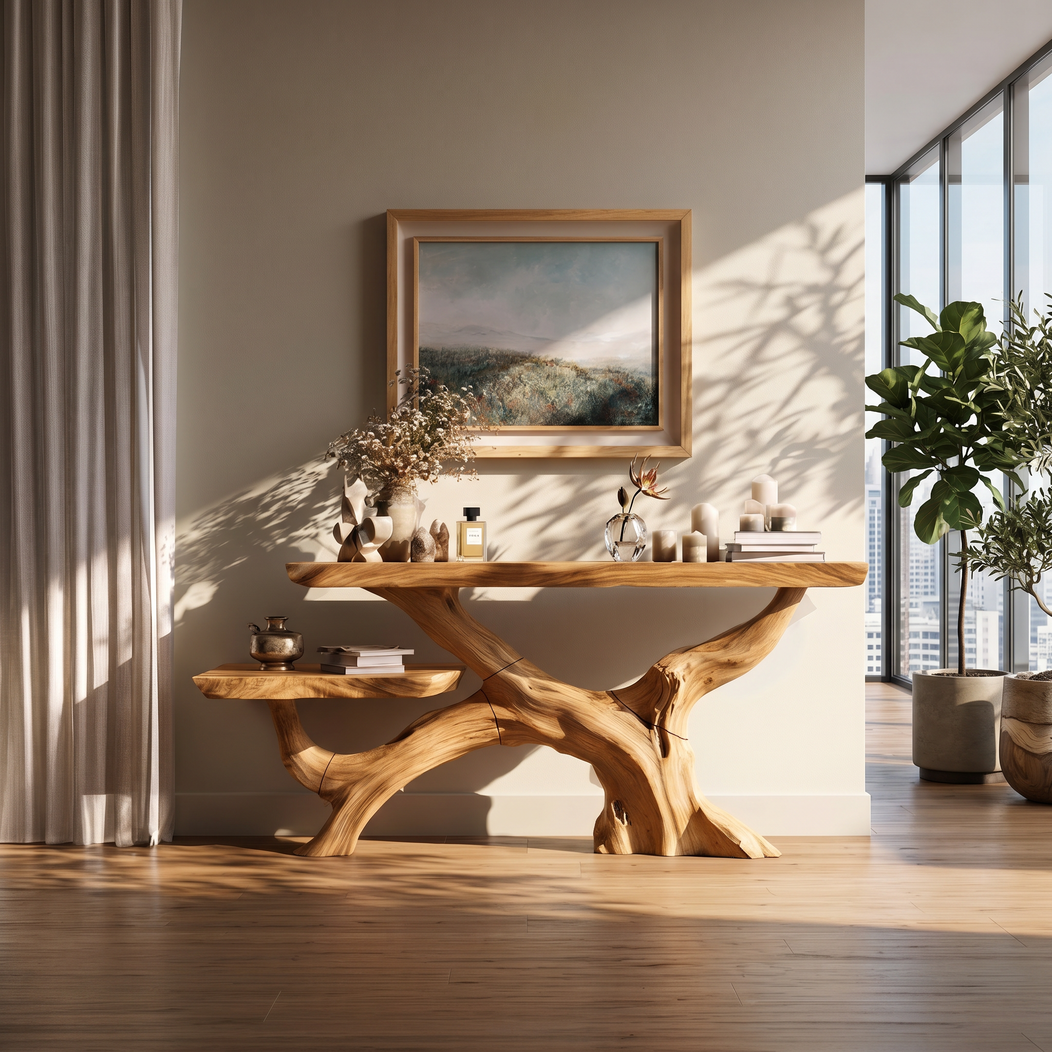 Cottage Rustic Black Wood Console Table For Entryway SILDTTRCS067