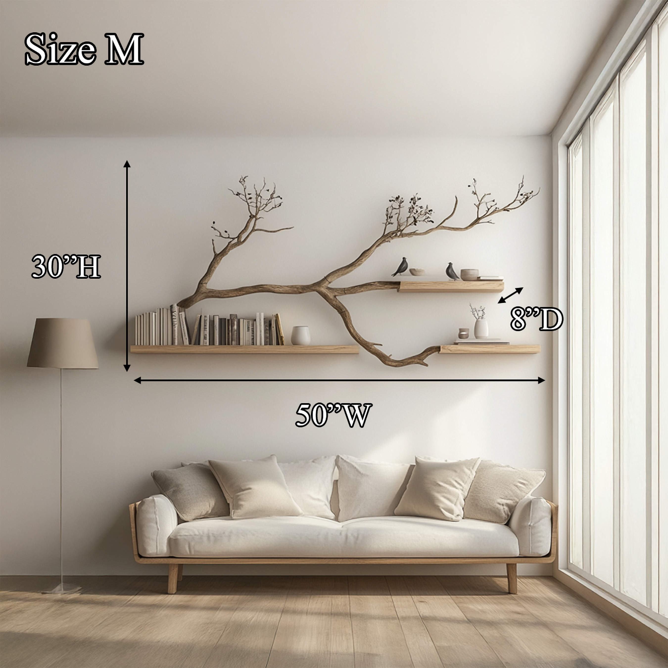 Rustic Organic Branch Shelf Modern Living Or Dining Room SINLSATBS047