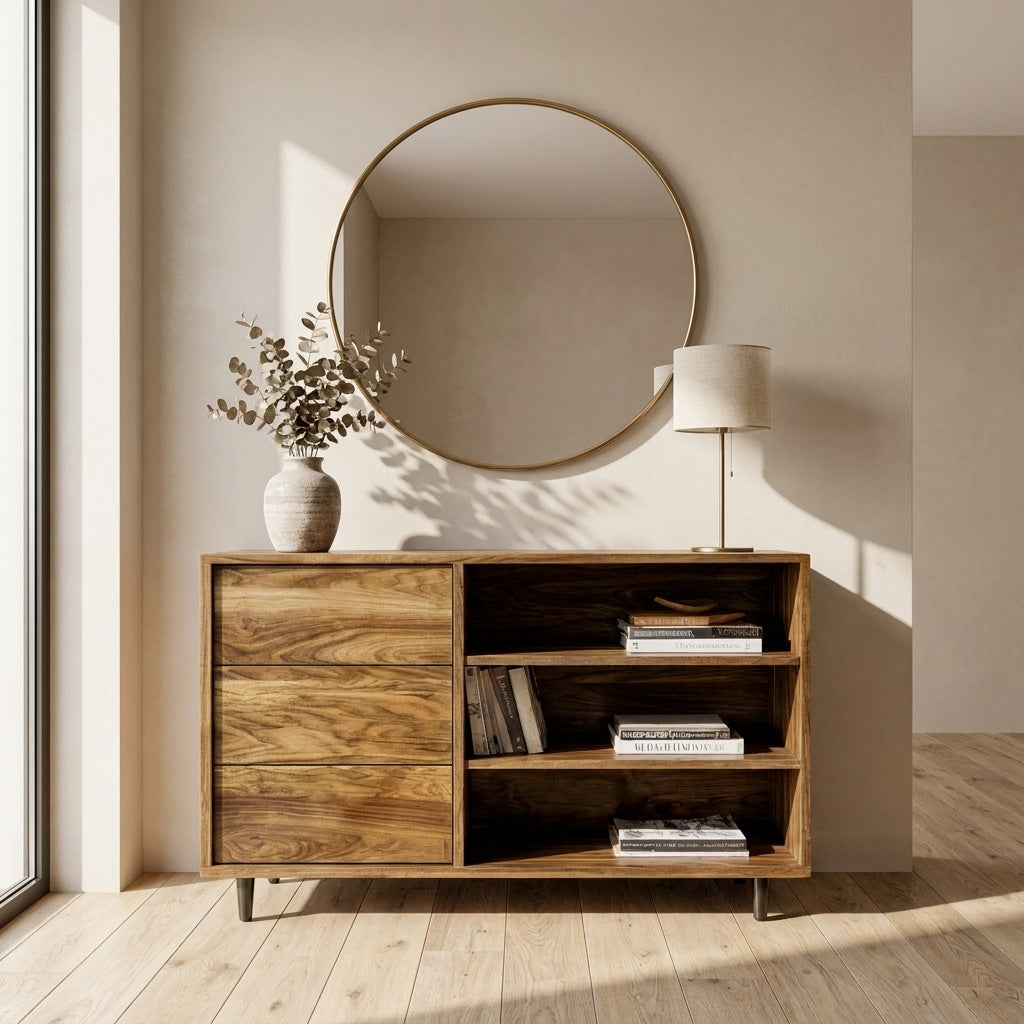 Elegant Natural Wood Console Table For Small Living Room RTTHHNCS030