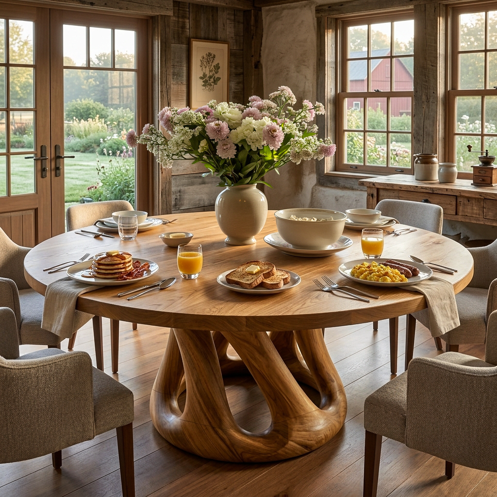 Modern Wooden Dining Table With Pedestal Base For Kitchen RTTHTTDN056