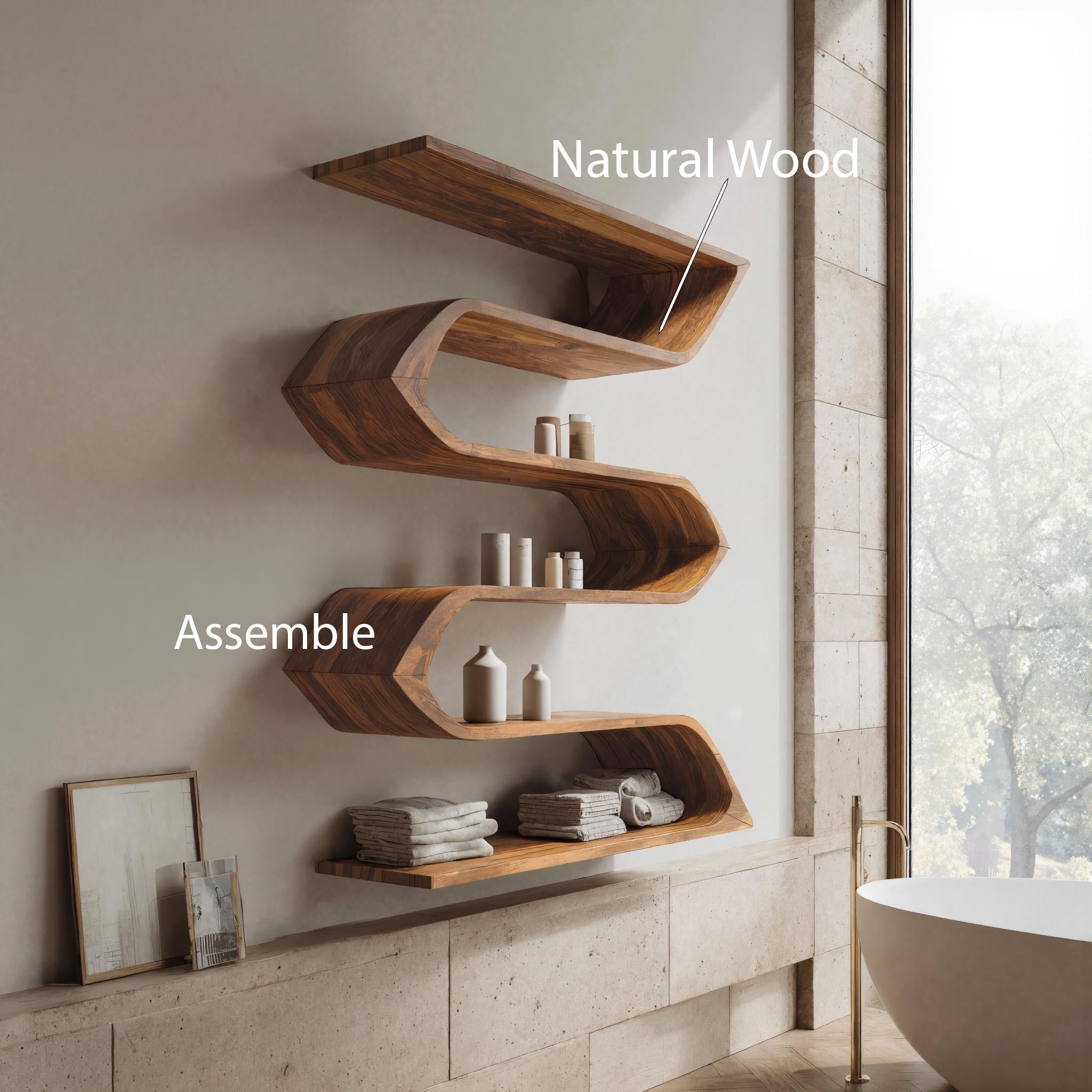 Modern Sculptural Wall Mounted Bathroom Storage For Bathroom RTTHHNBAS024