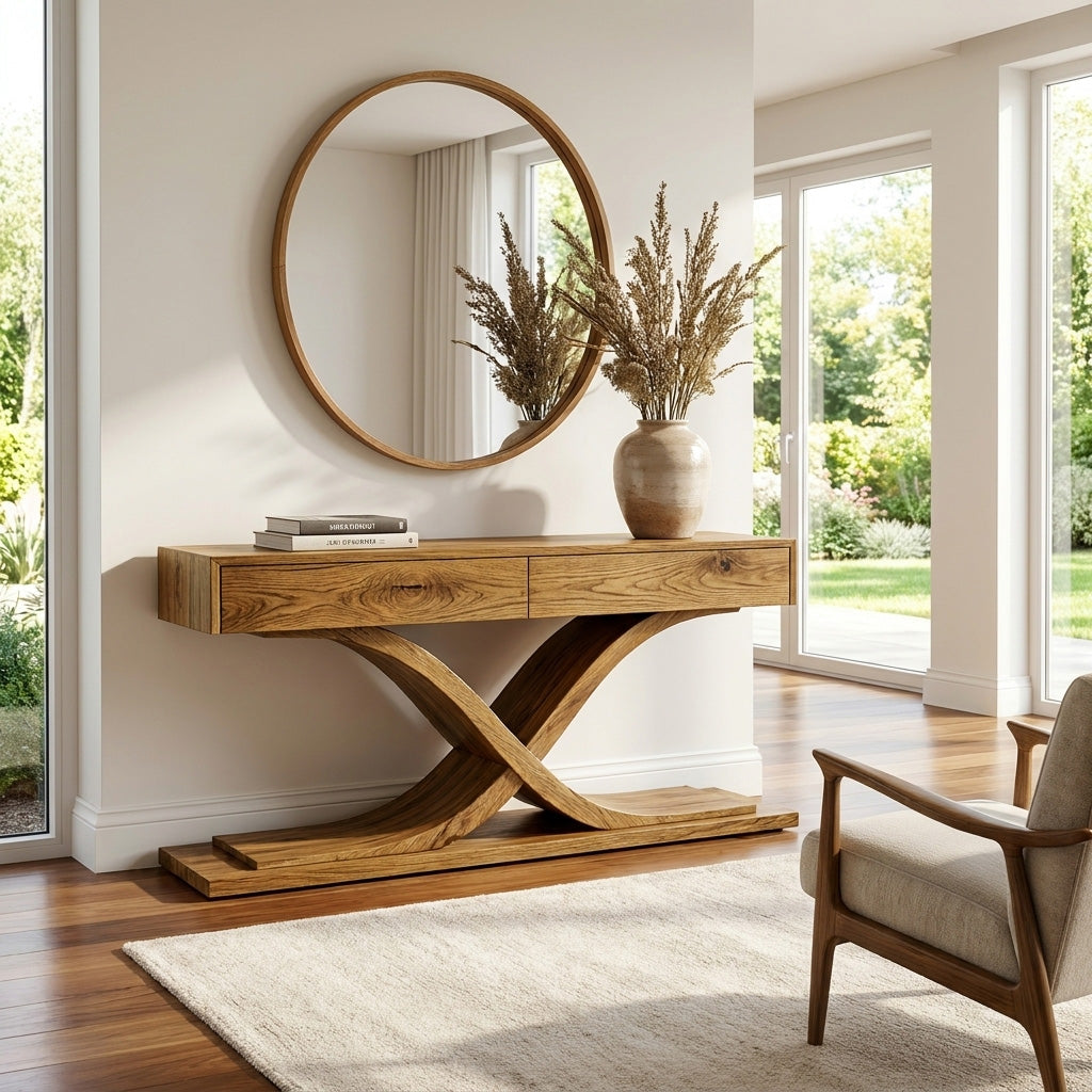Sculptural Wooden Console Table For Modern Living Room RTTHHNCS043