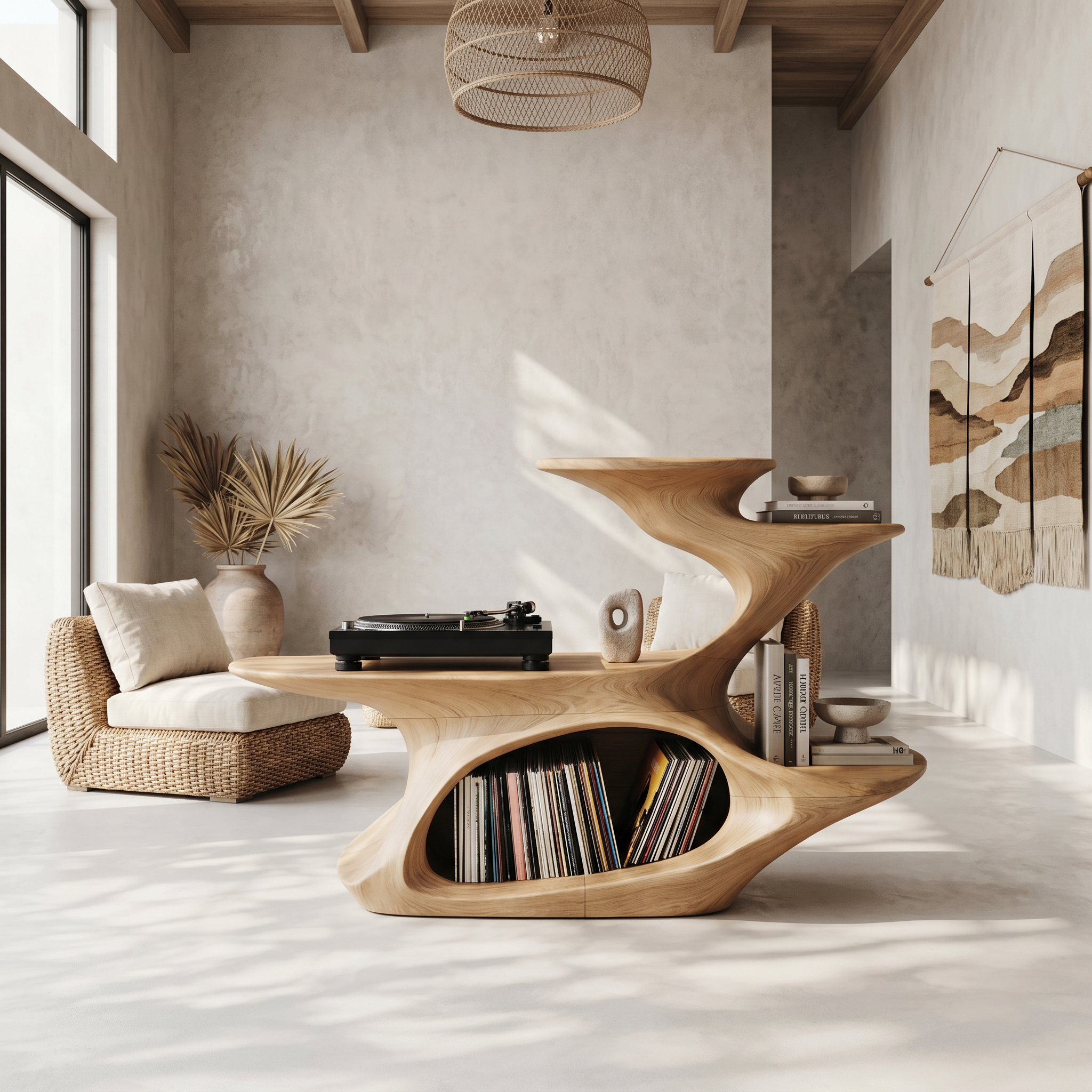 Handcrafted Live Edge Record Stand Unique Living Room SILDTTNRPT007