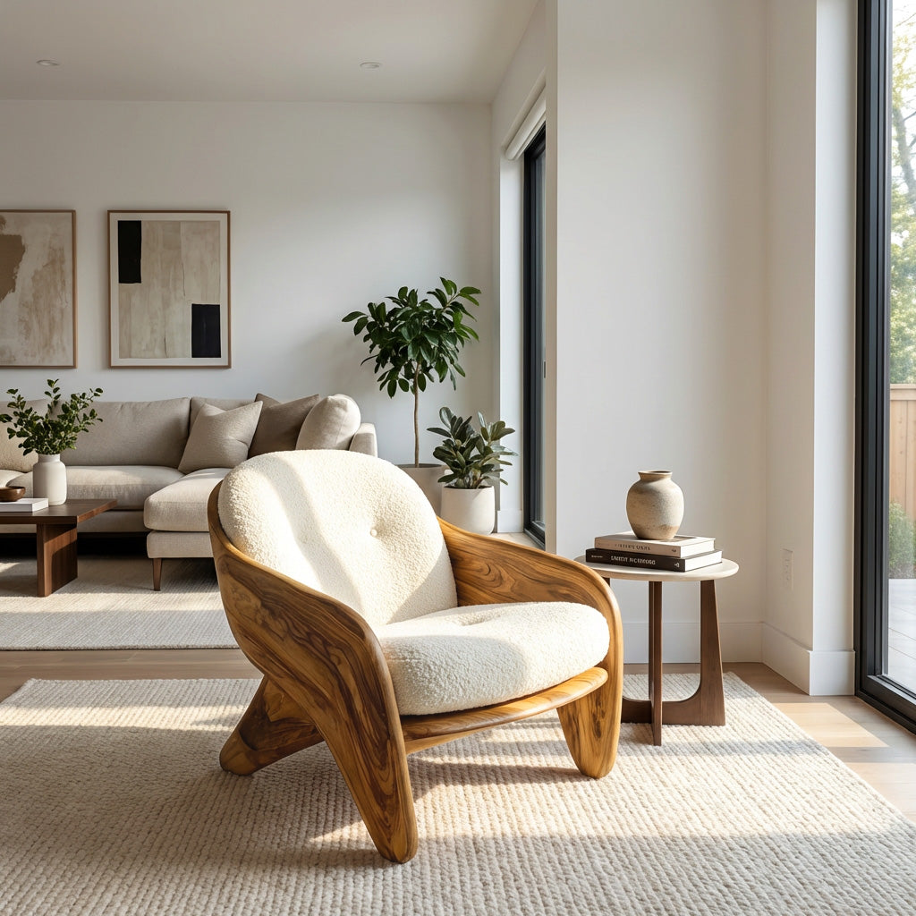 Modern Natural Wood Chair For Bedroom Reading Corner RTTHHNCHR156
