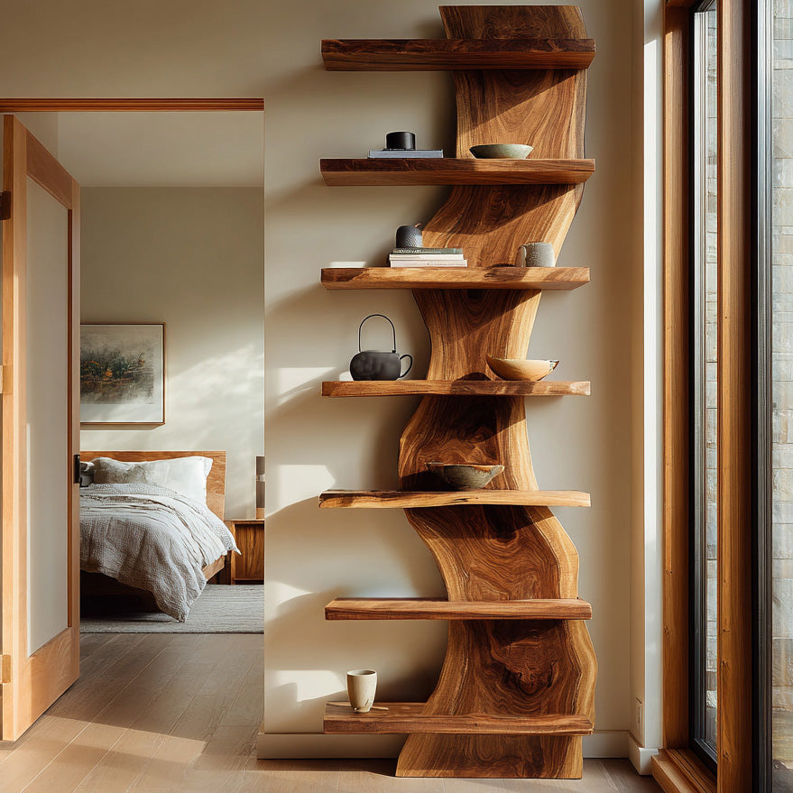 Organic Modern Wood Standing Shelf For Living Room RTTHHNSS001