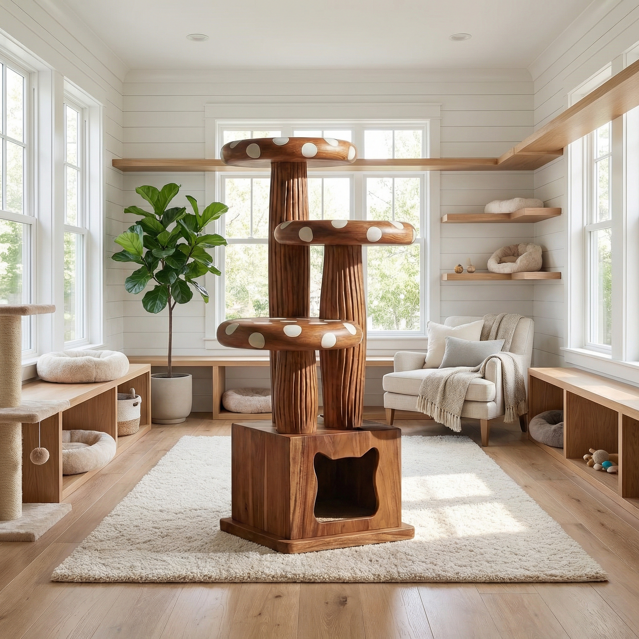 Modern Mushroom Cat Tower For Living Room And Cat Room SINLSATT122