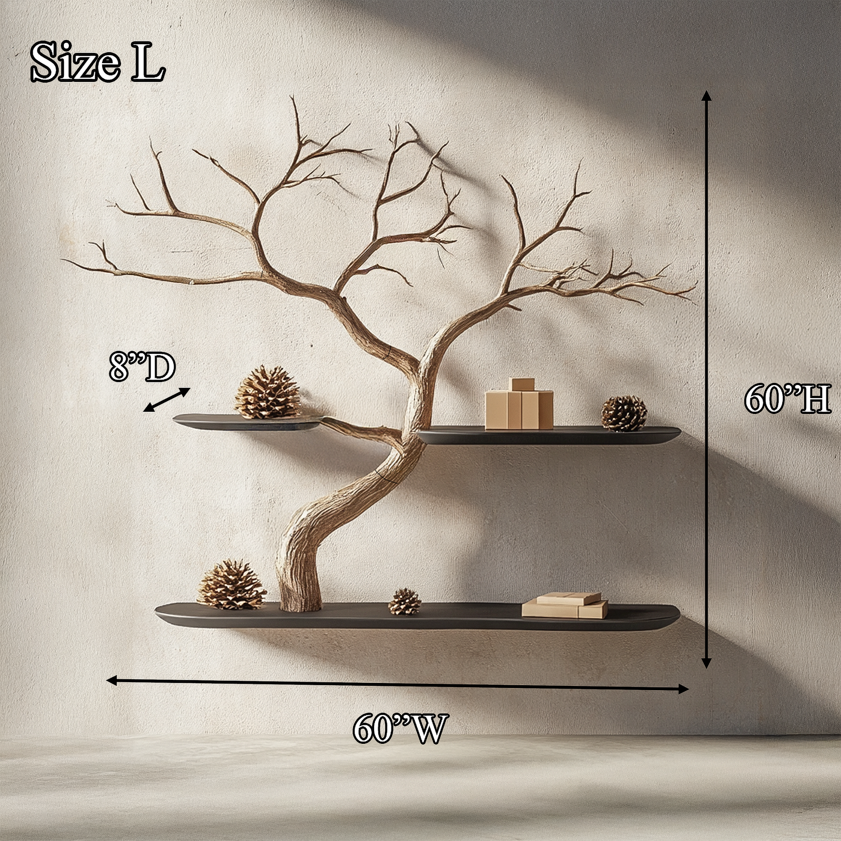 Rustic Organic Tree Bookshelf Christmas Entryway SINLSATBS103