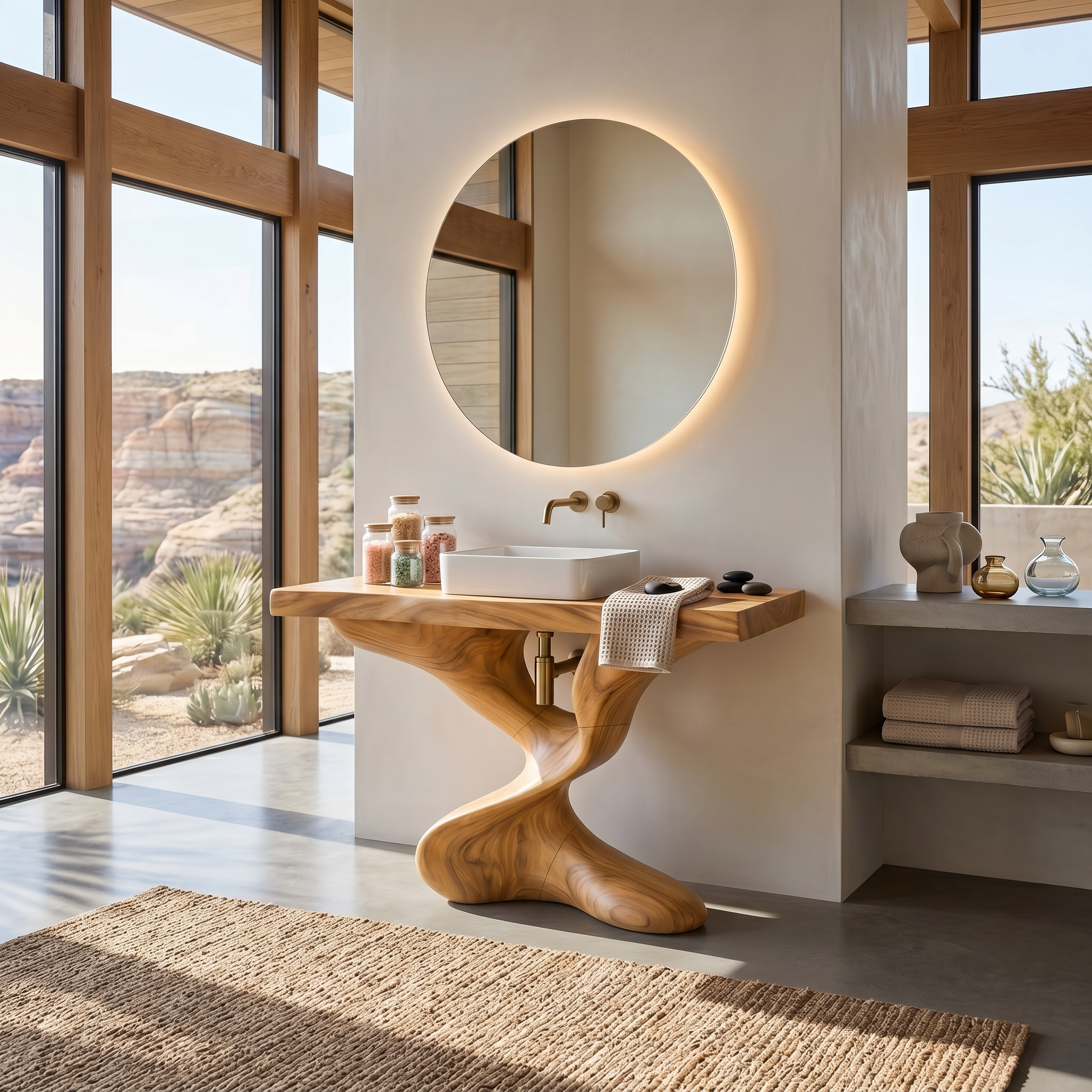 Farmhouse Solid Wood Vanity For Natural Bathroom SILDTTNBRV006