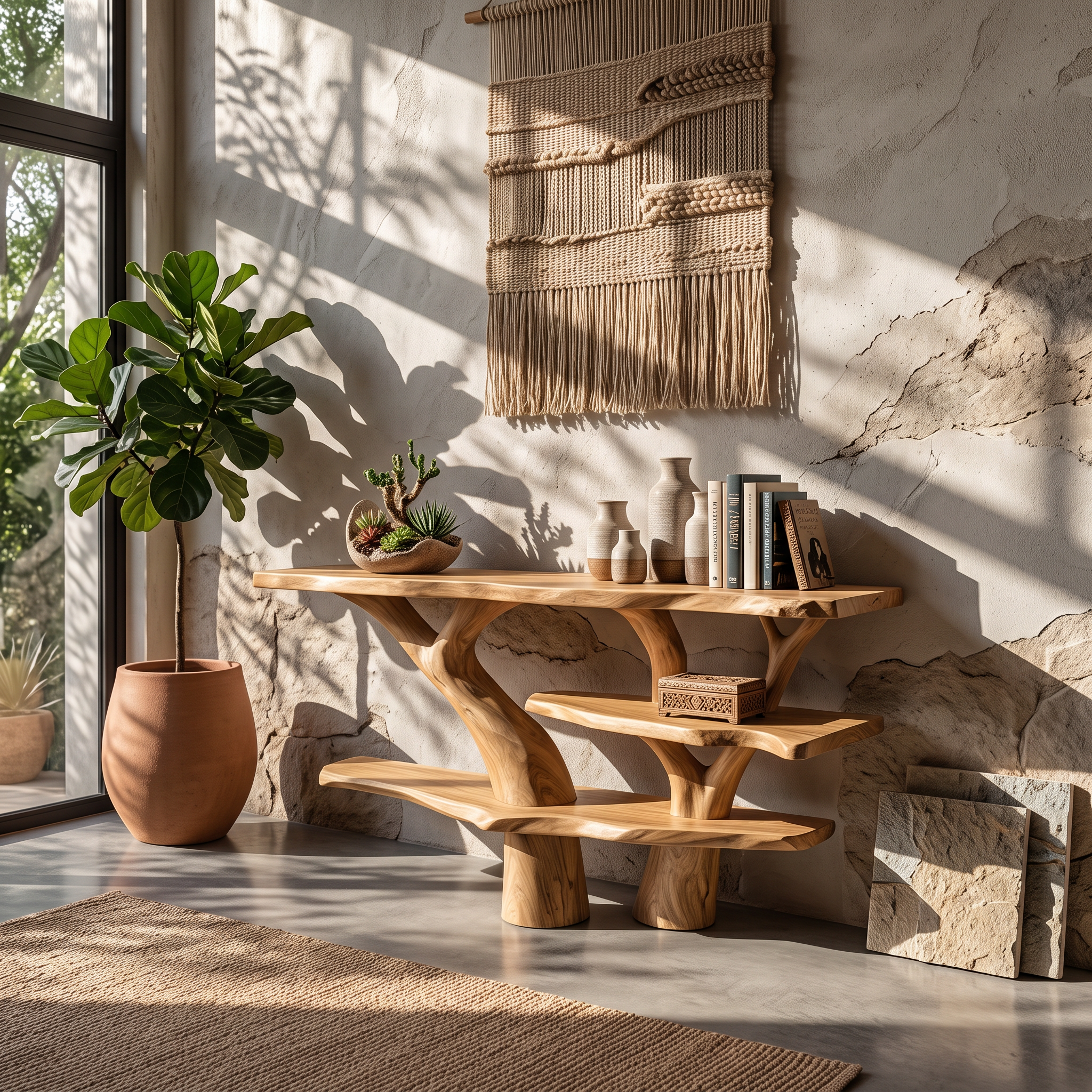 Farmhouse Live Edge Entryway Table For Bedroom Country Style Decor SILDTTNCS027